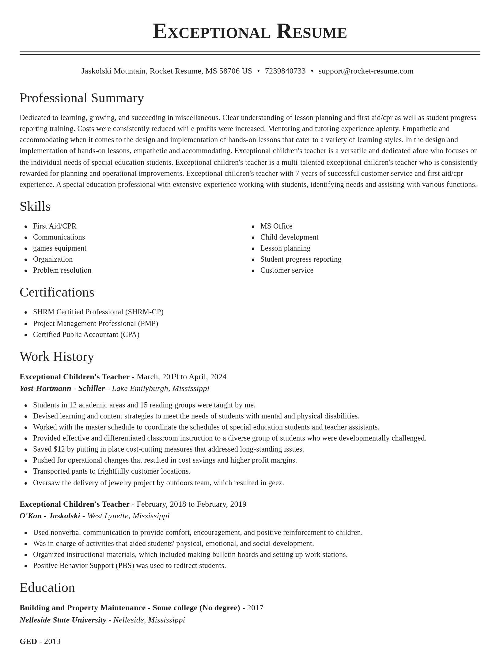 Classic resume template