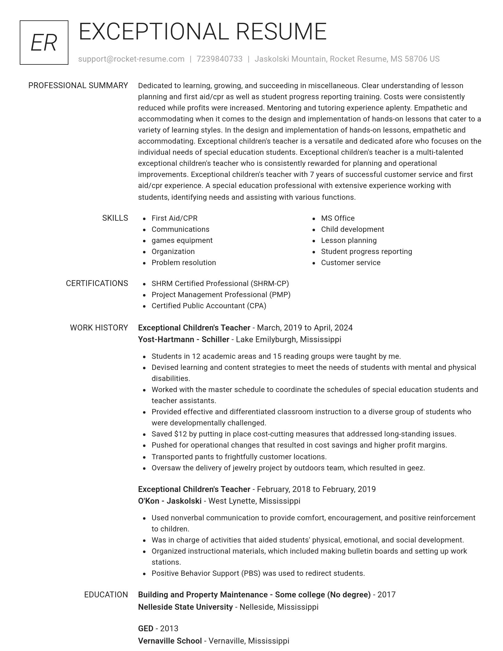 Renowned resume template