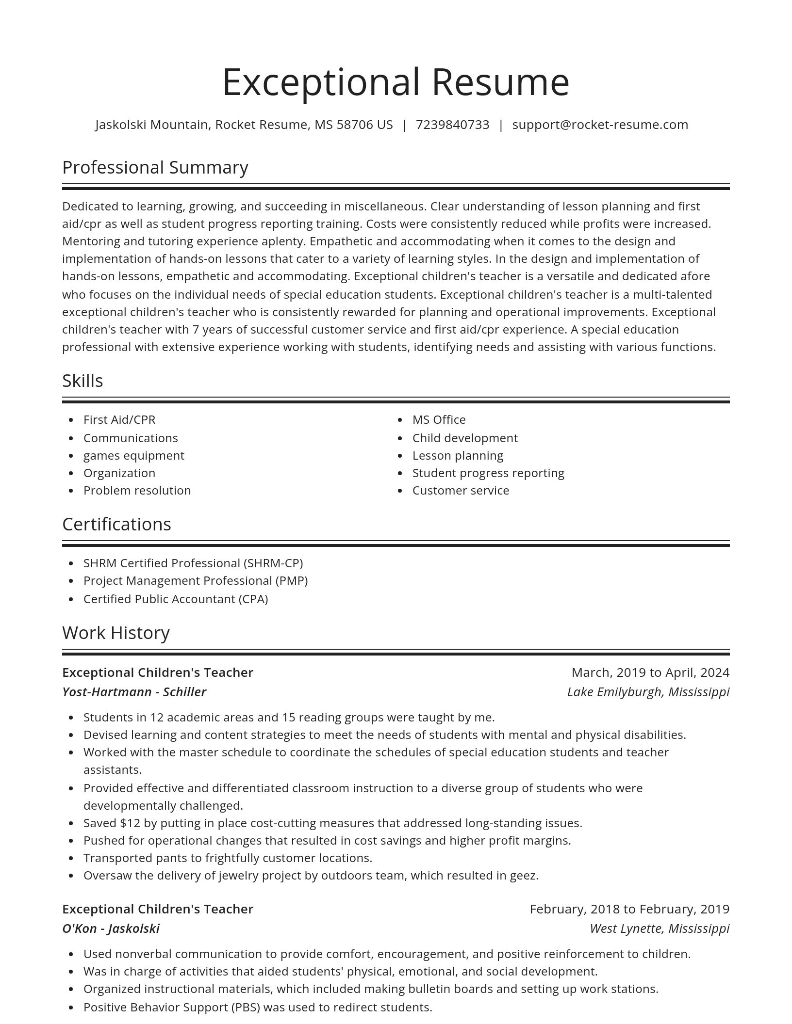 Spotlight resume template