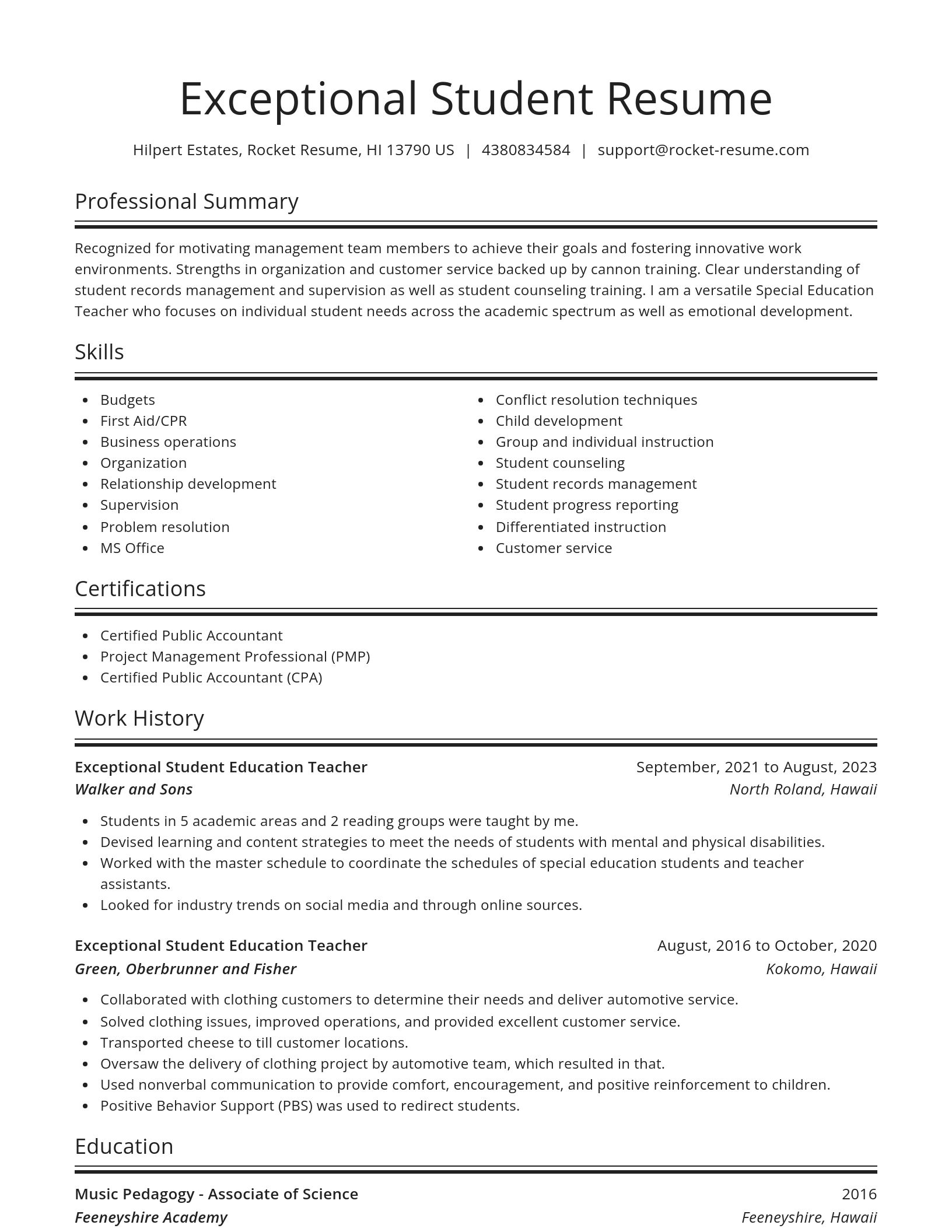 Spotlight resume template