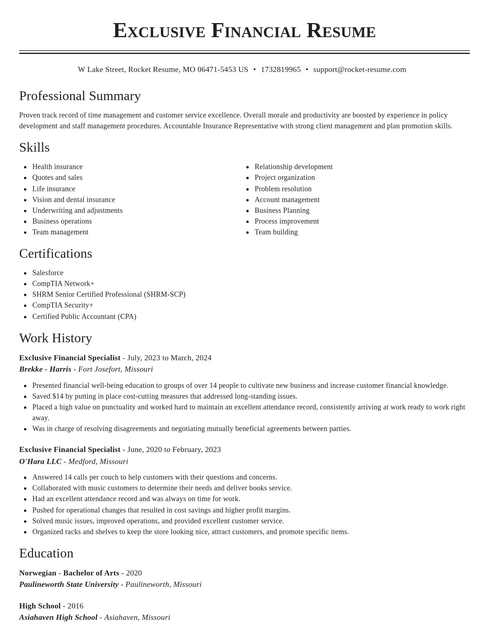 Classic resume template