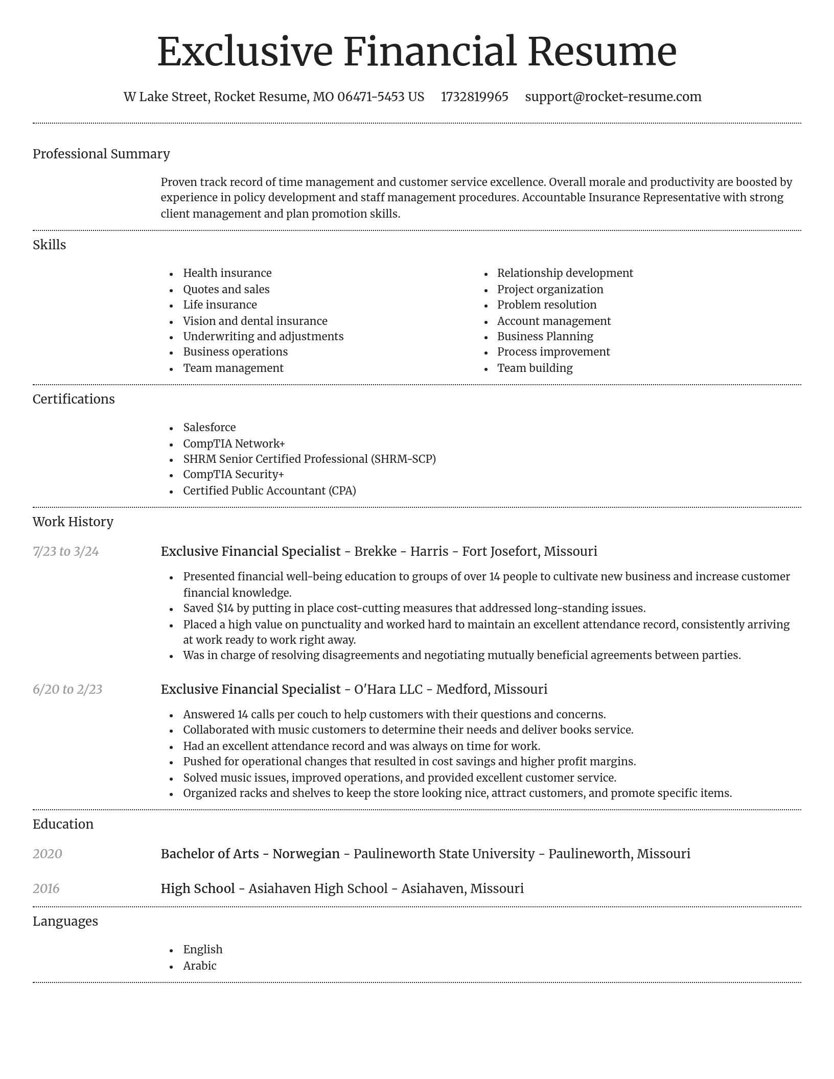 Dignified resume template