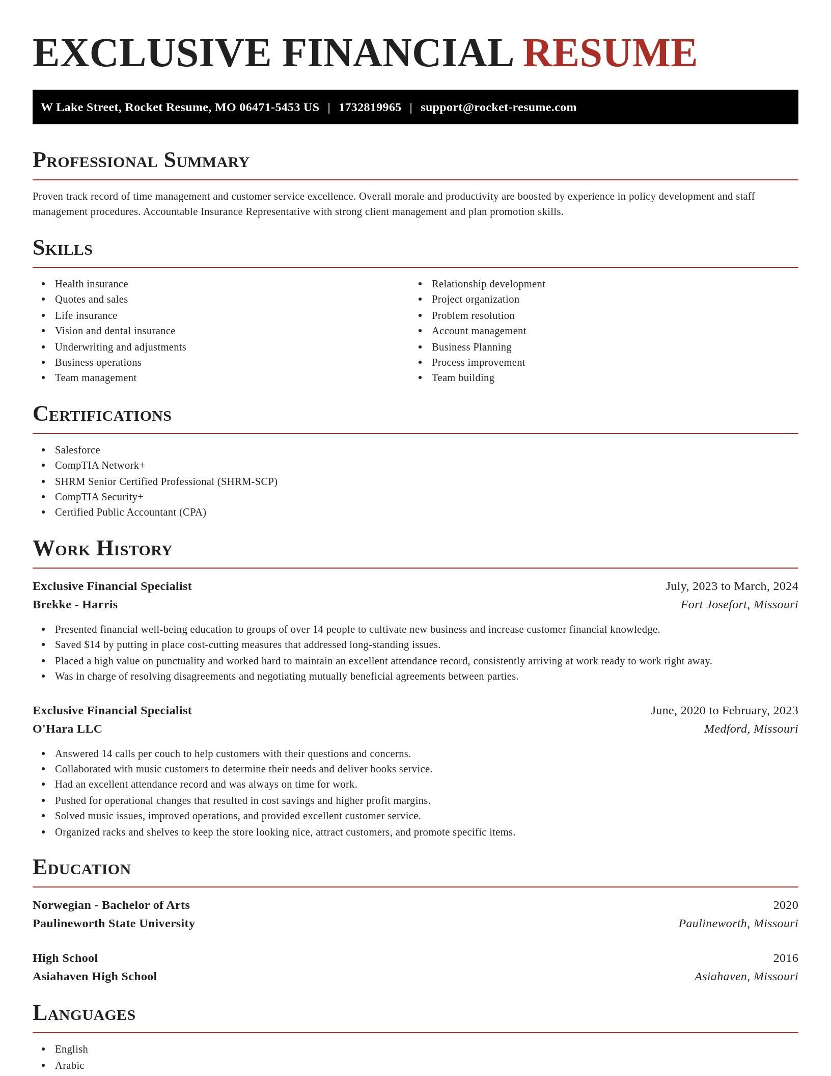 Exquisite resume template
