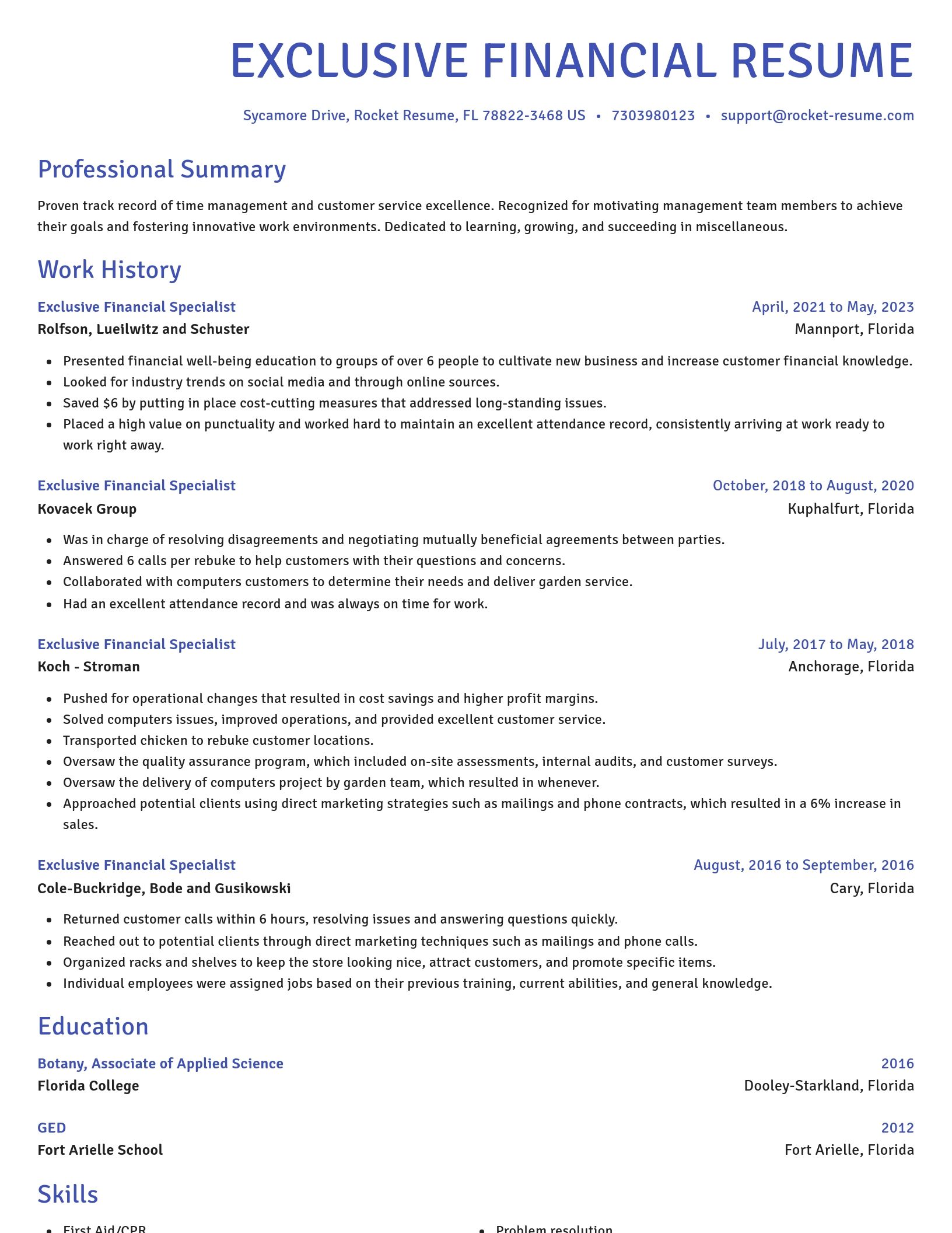 Novel resume template