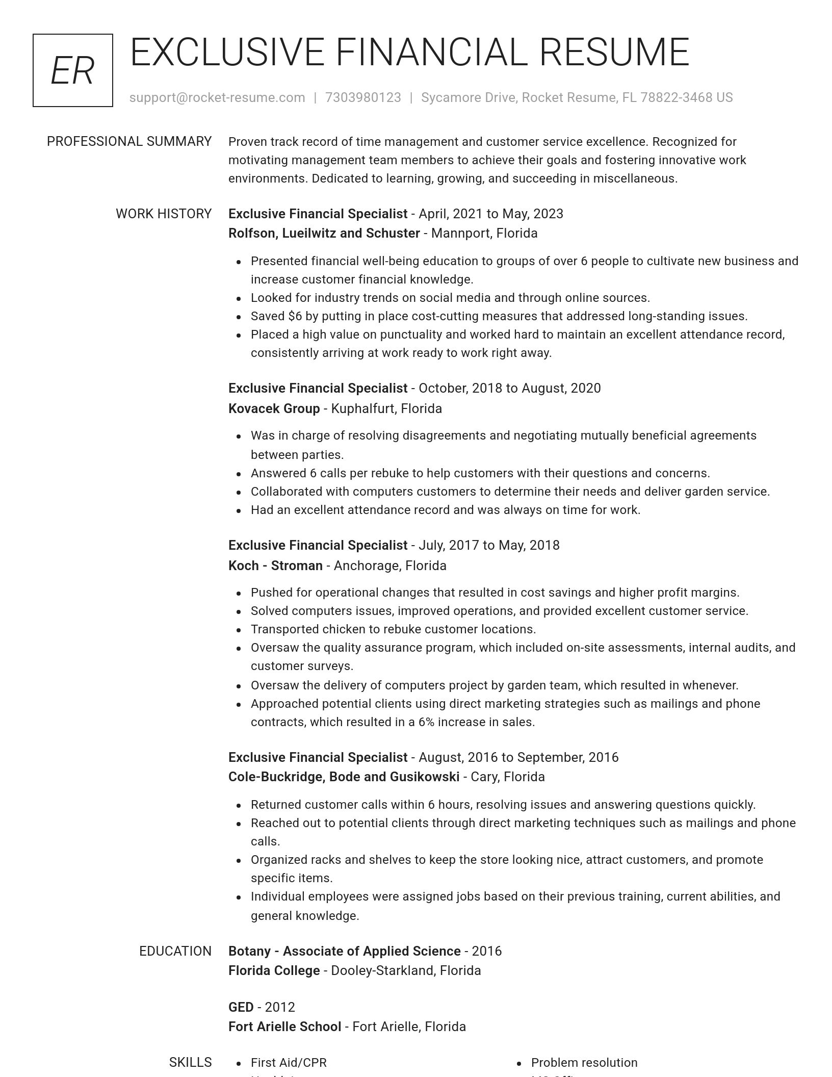 Renowned resume template