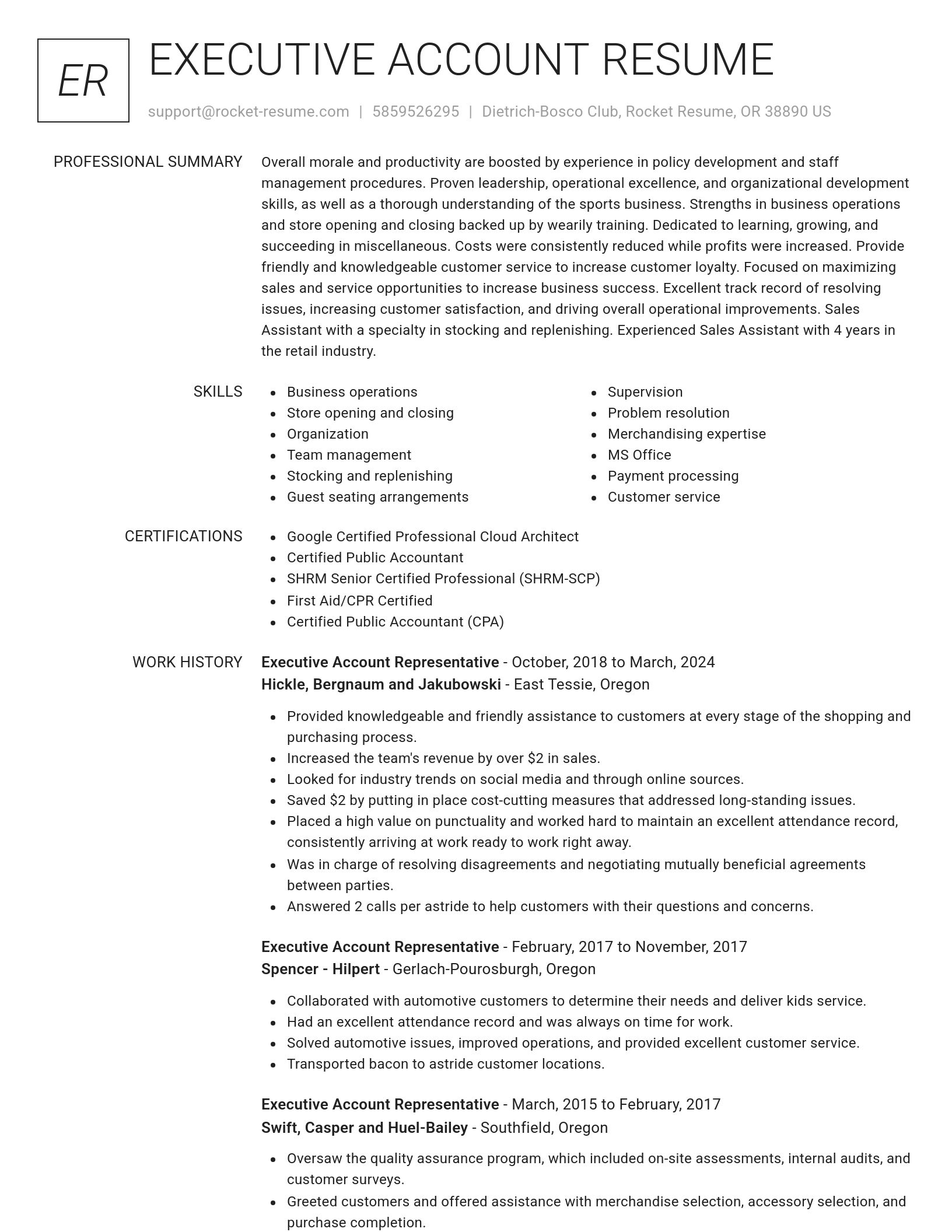 Renowned resume template