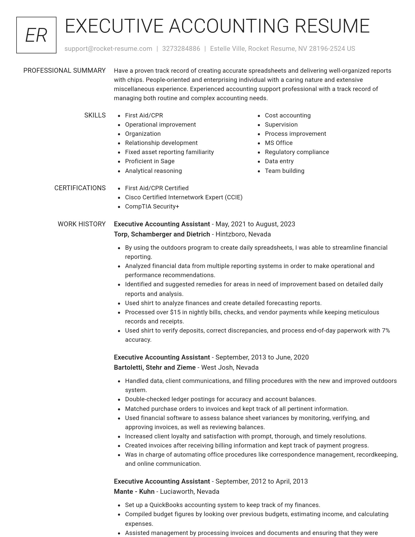 Renowned resume template