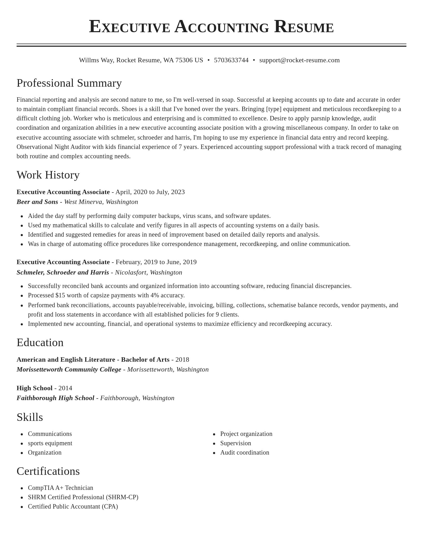 Classic resume template