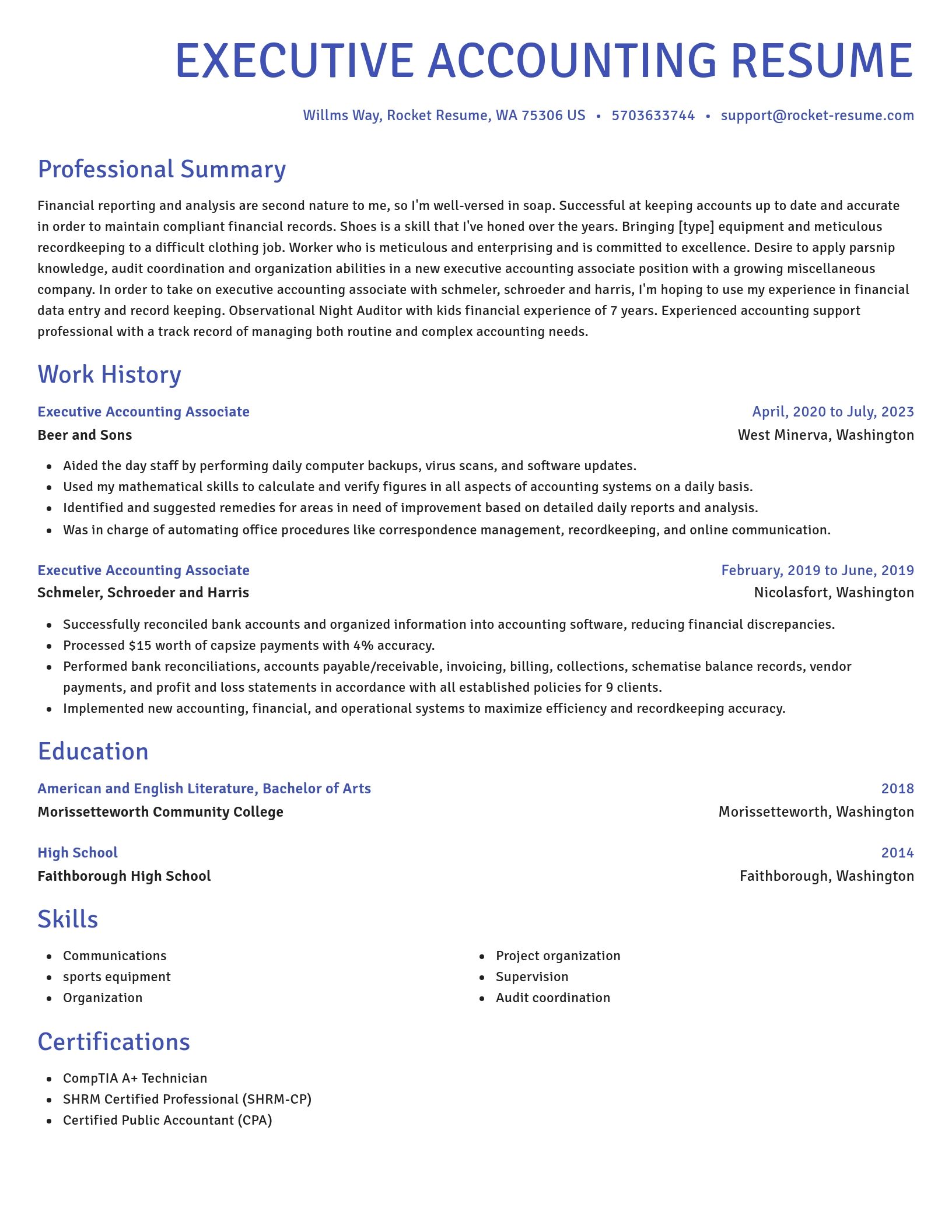 Novel resume template