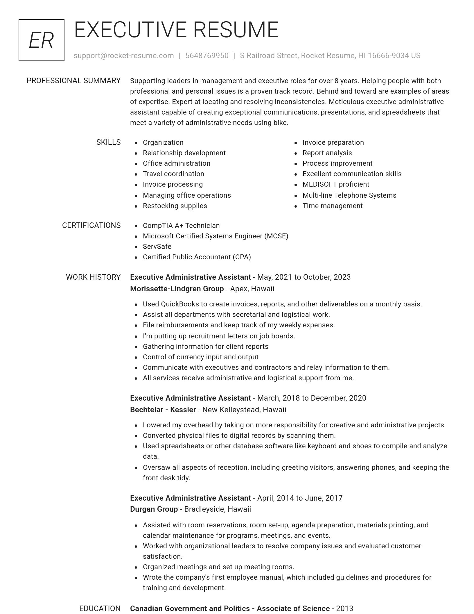 Renowned resume template