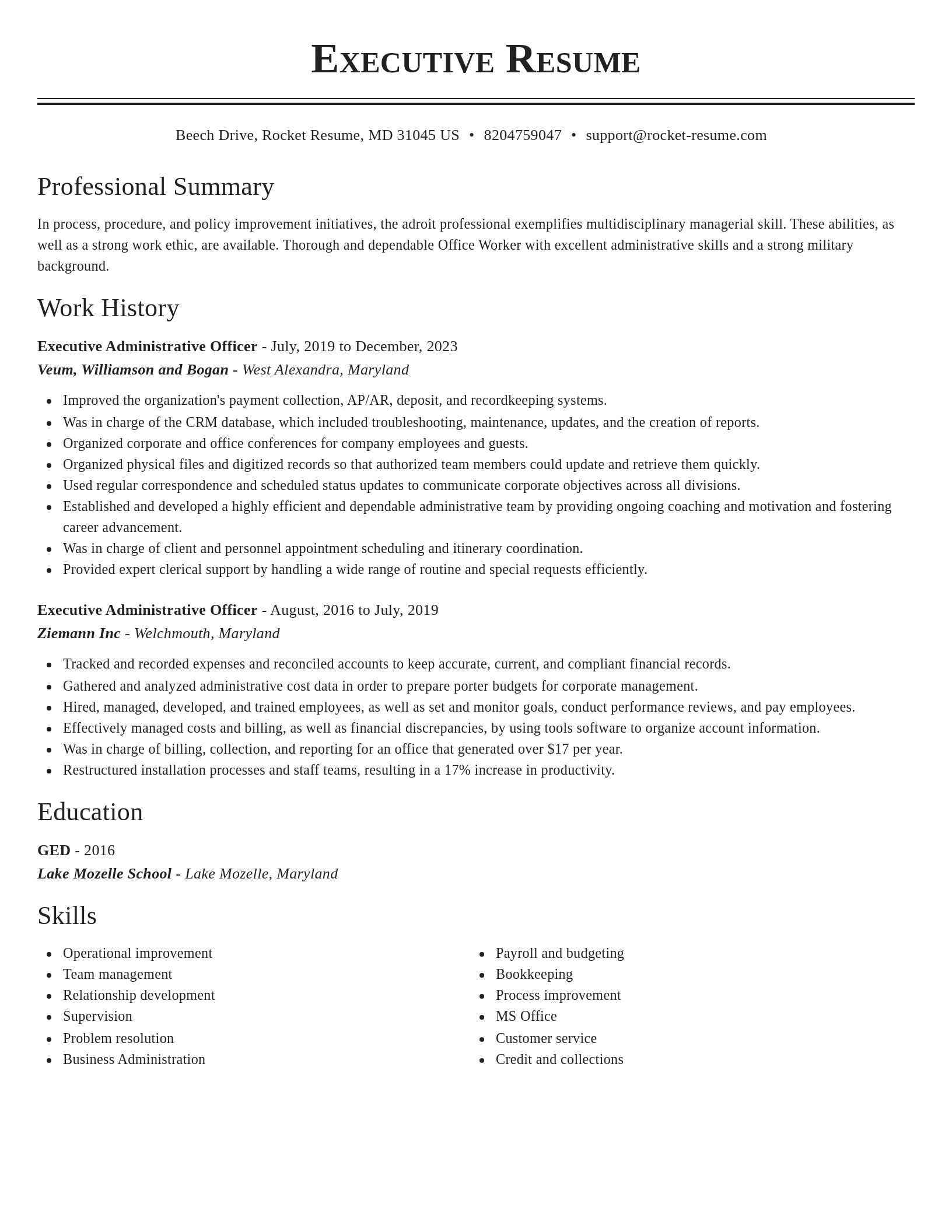Classic resume template