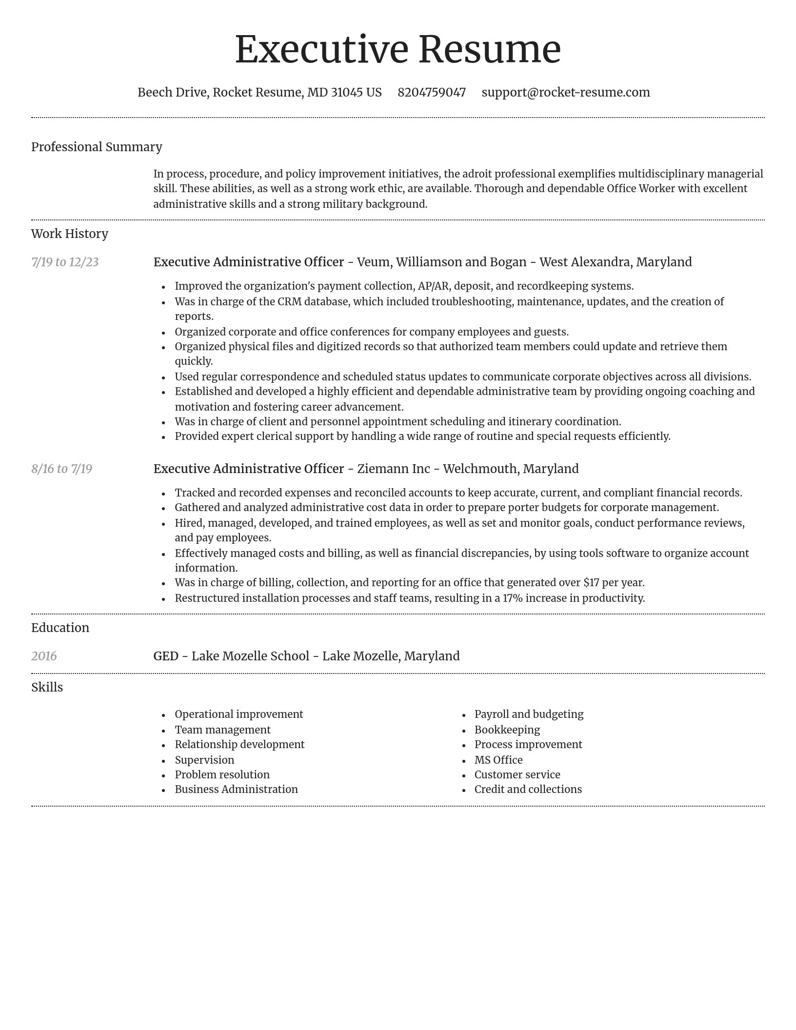 Dignified resume template