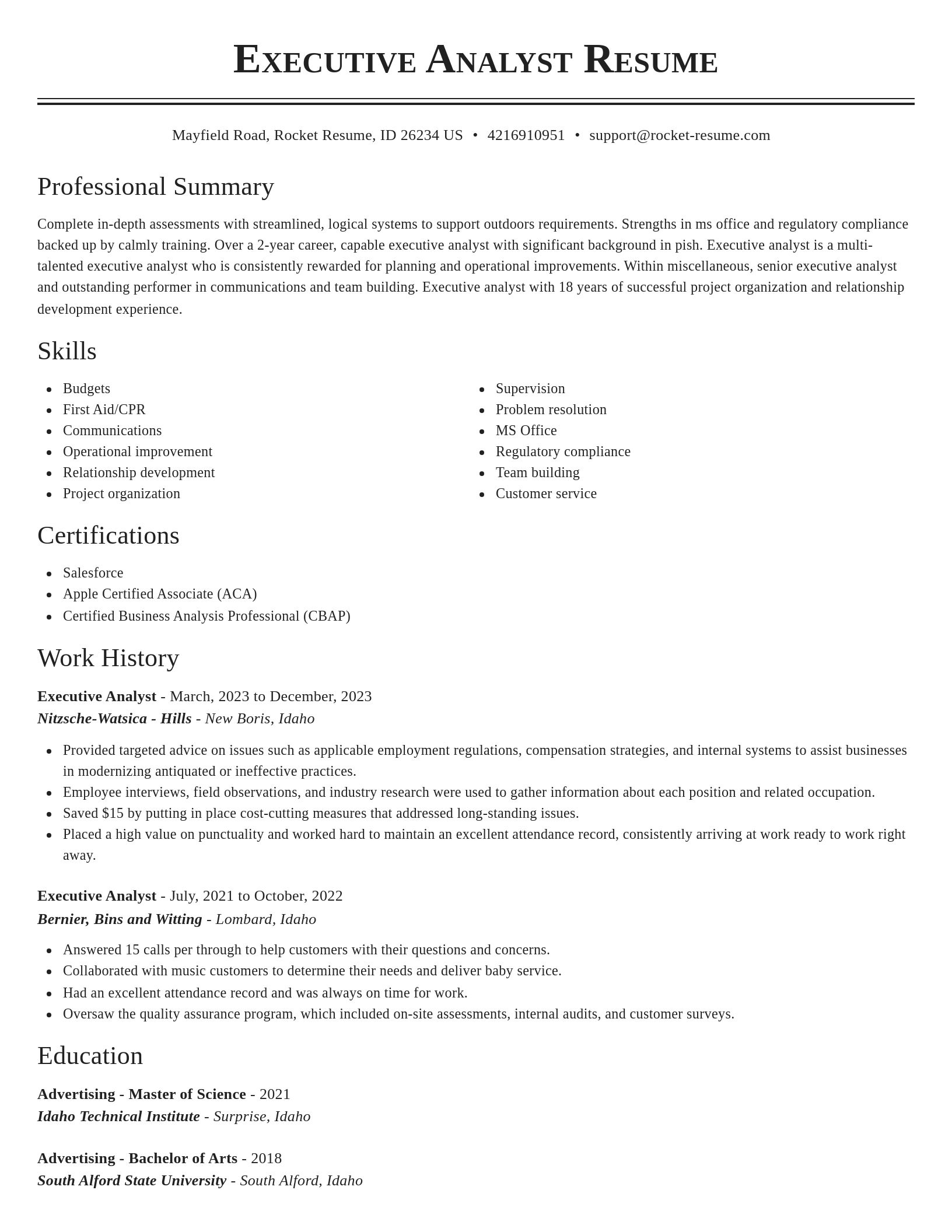 Classic resume template