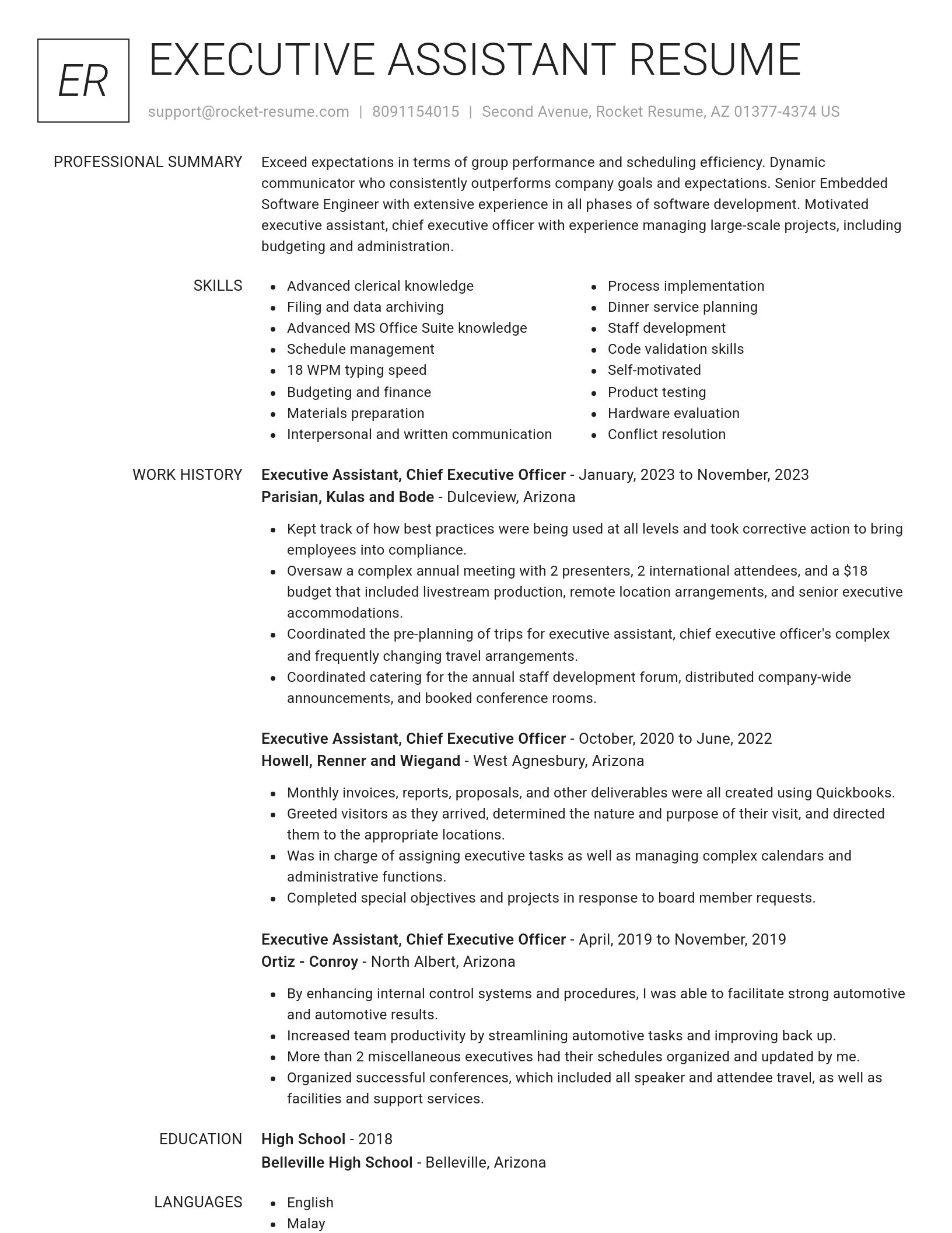 Renowned resume template