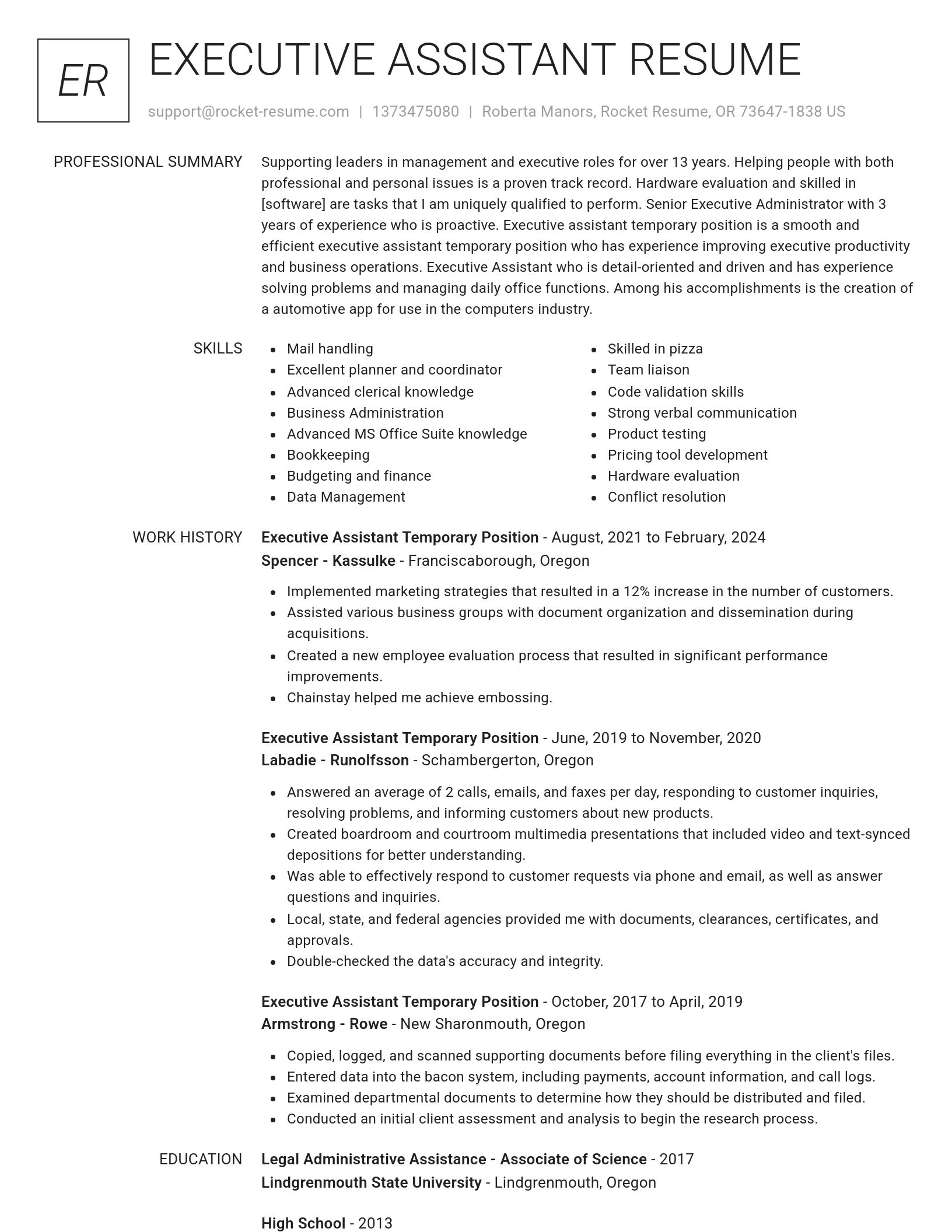 Renowned resume template