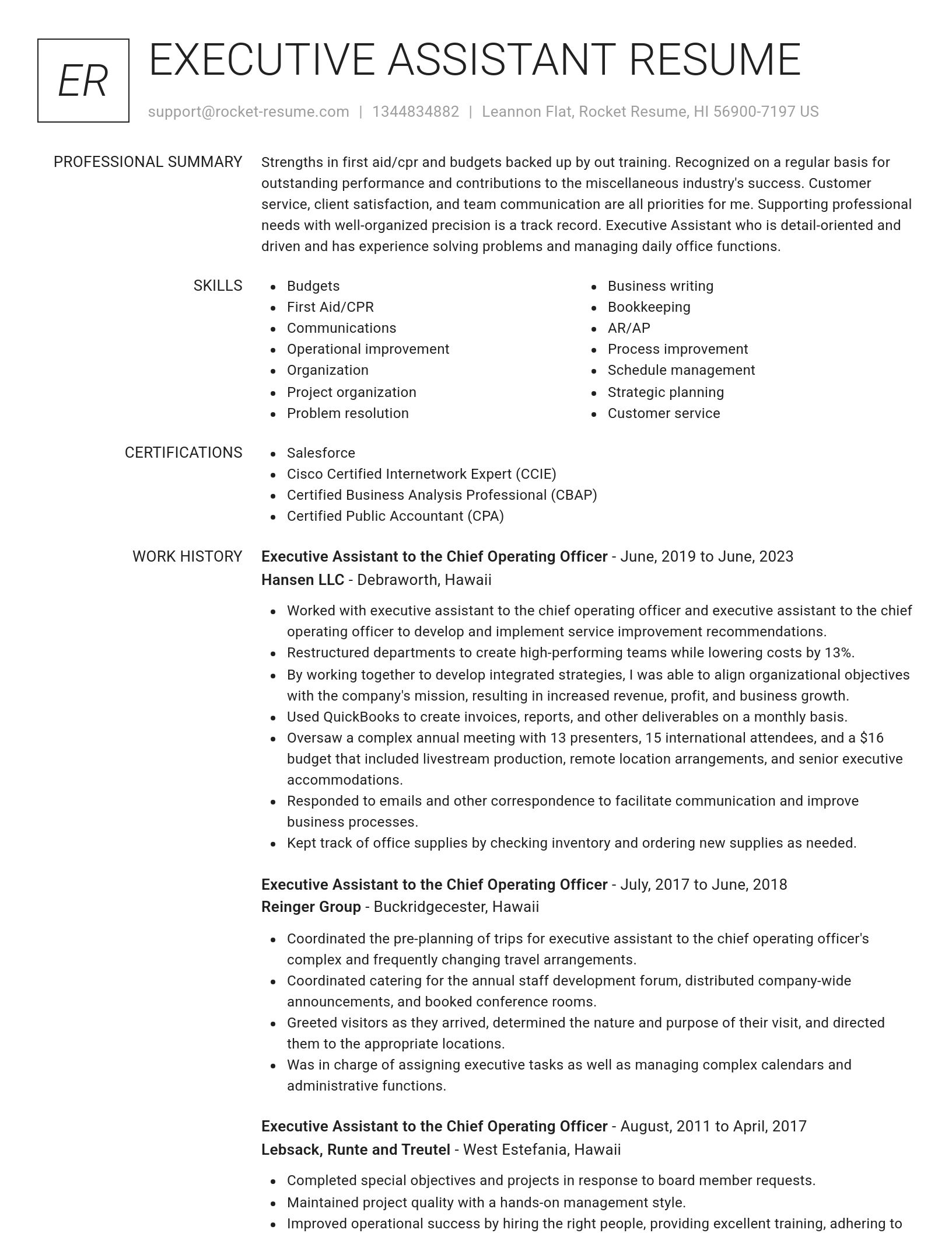 Renowned resume template
