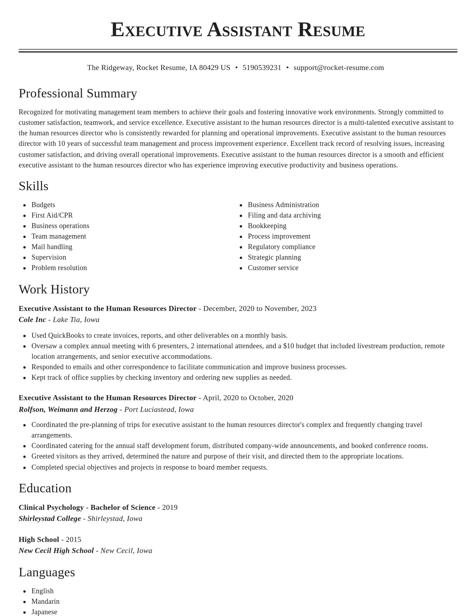 Classic resume template