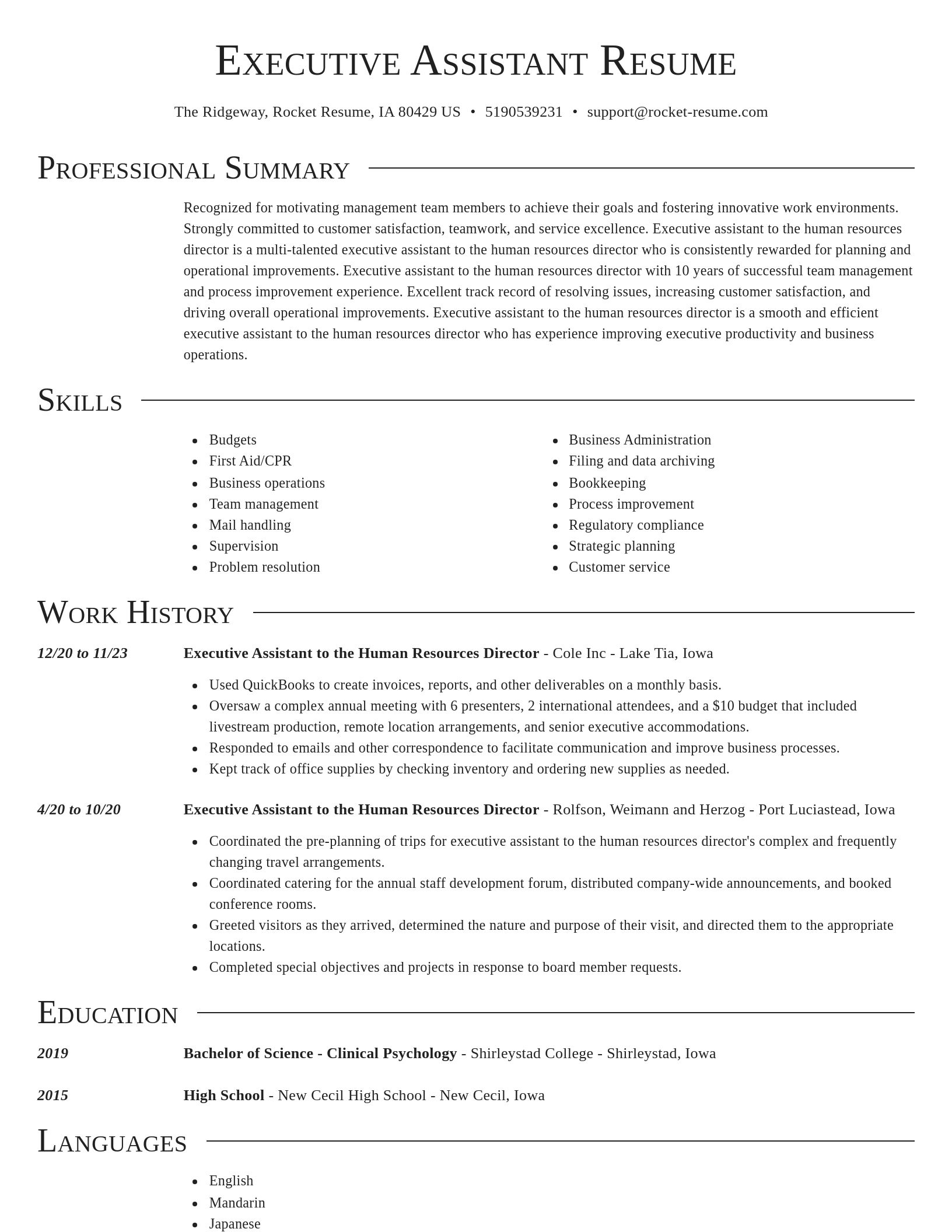 Director resume template