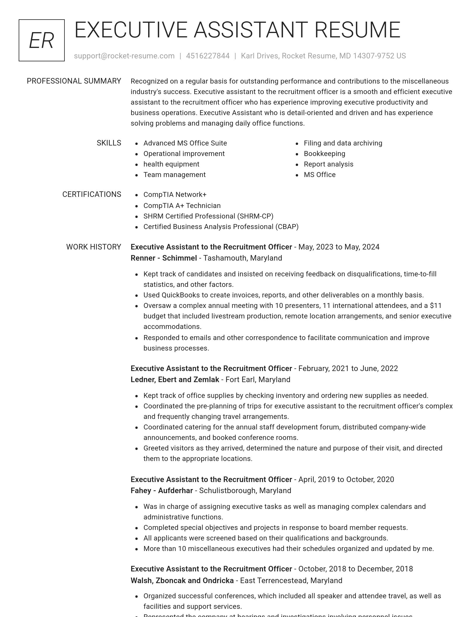 Renowned resume template