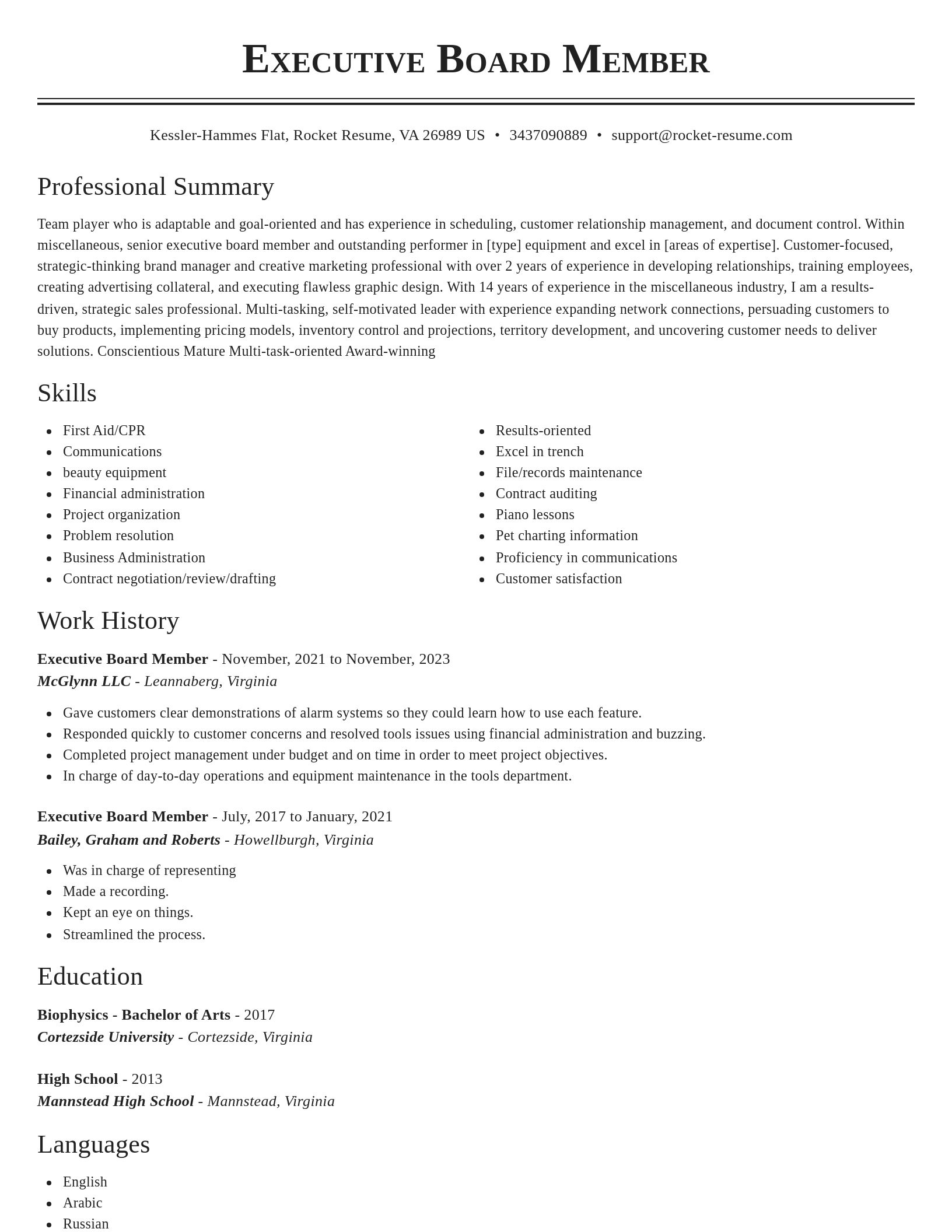 Classic resume template