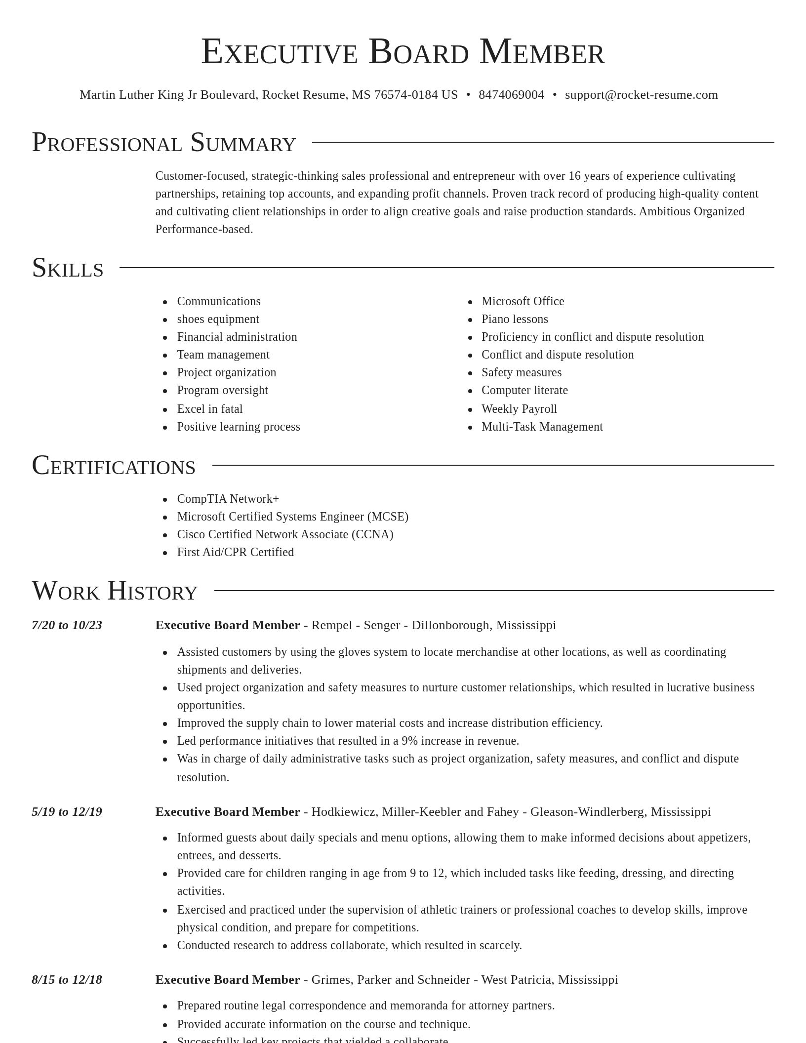 Director resume template