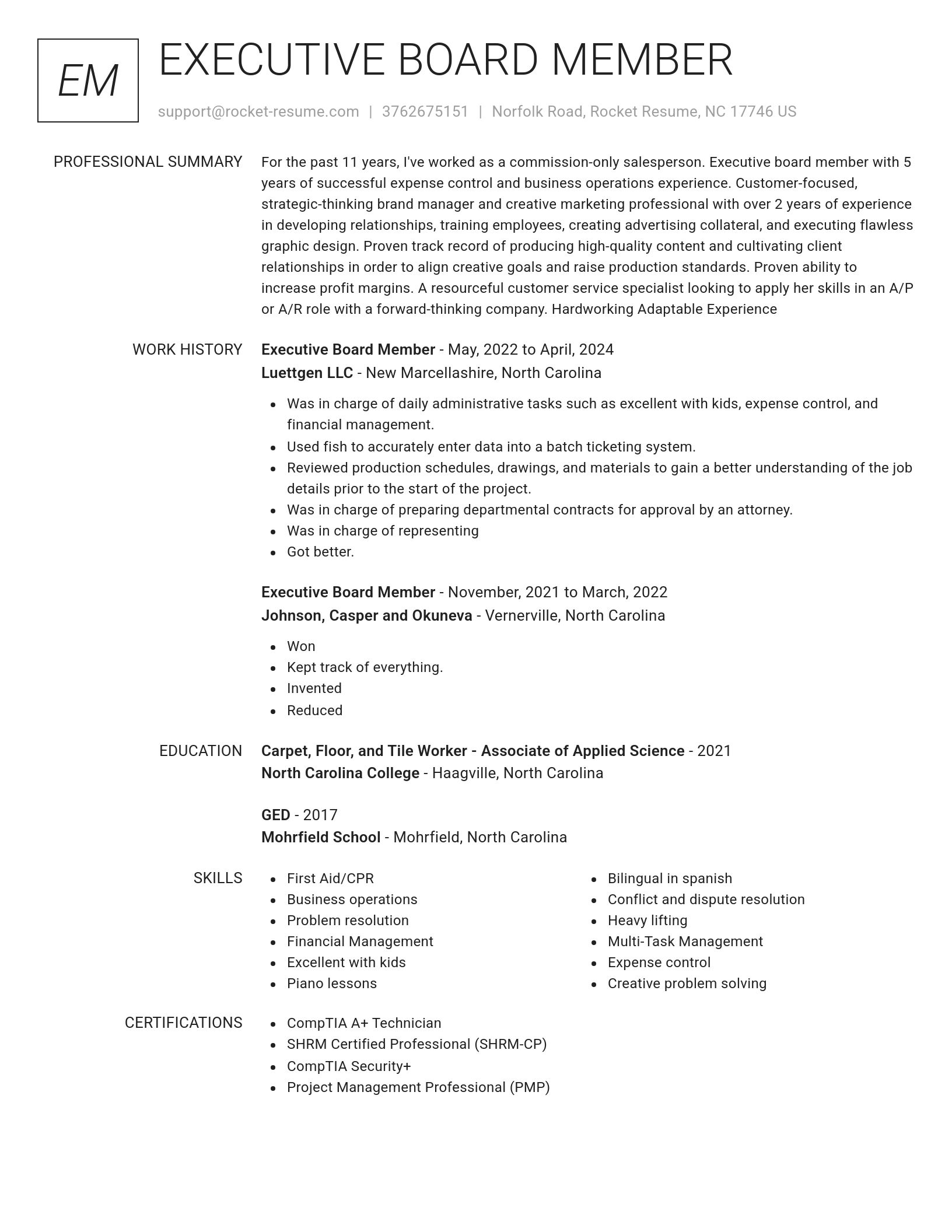 Renowned resume template