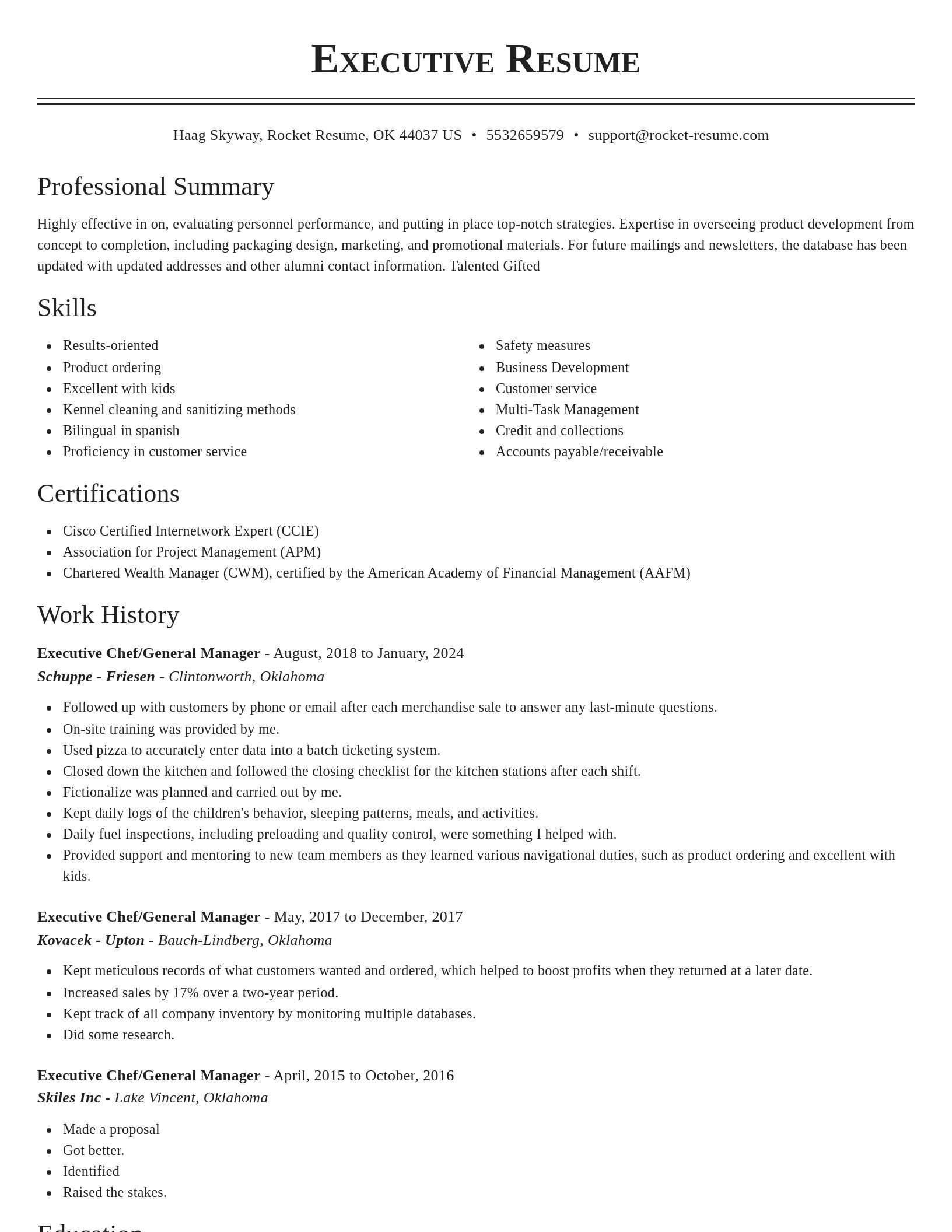 Classic resume template