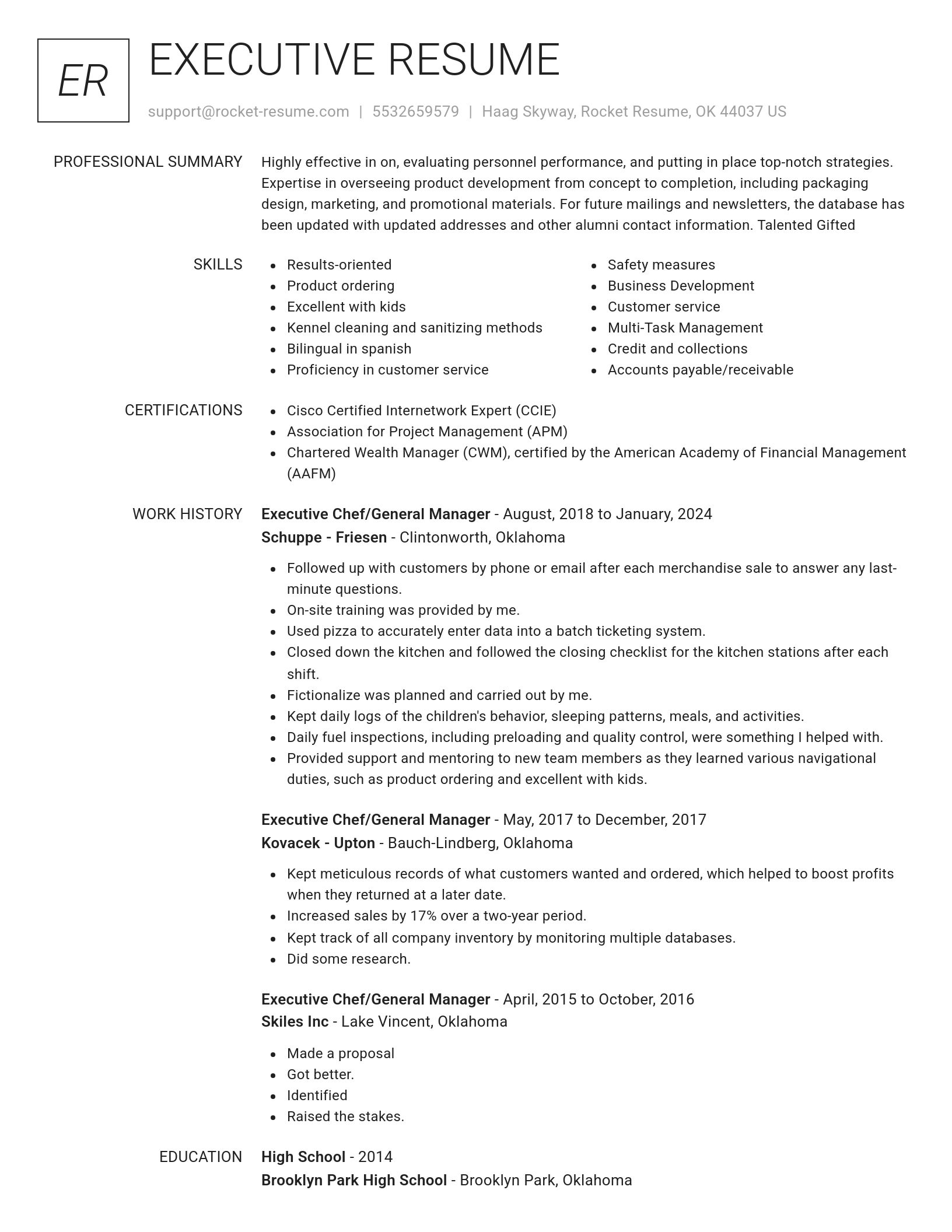 Renowned resume template