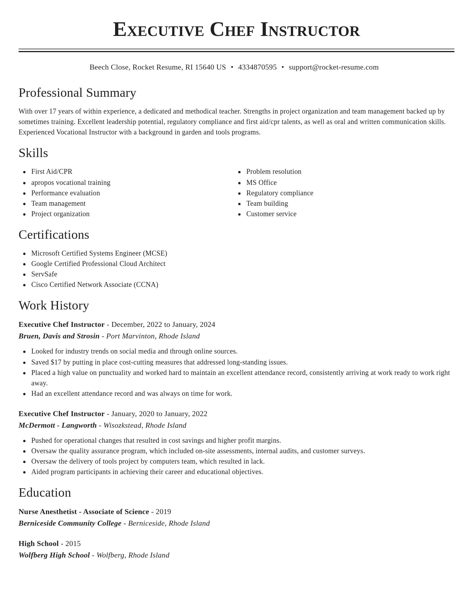 Classic resume template