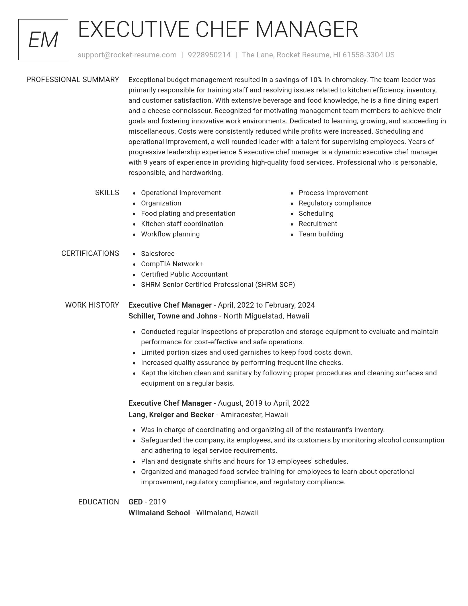 Renowned resume template