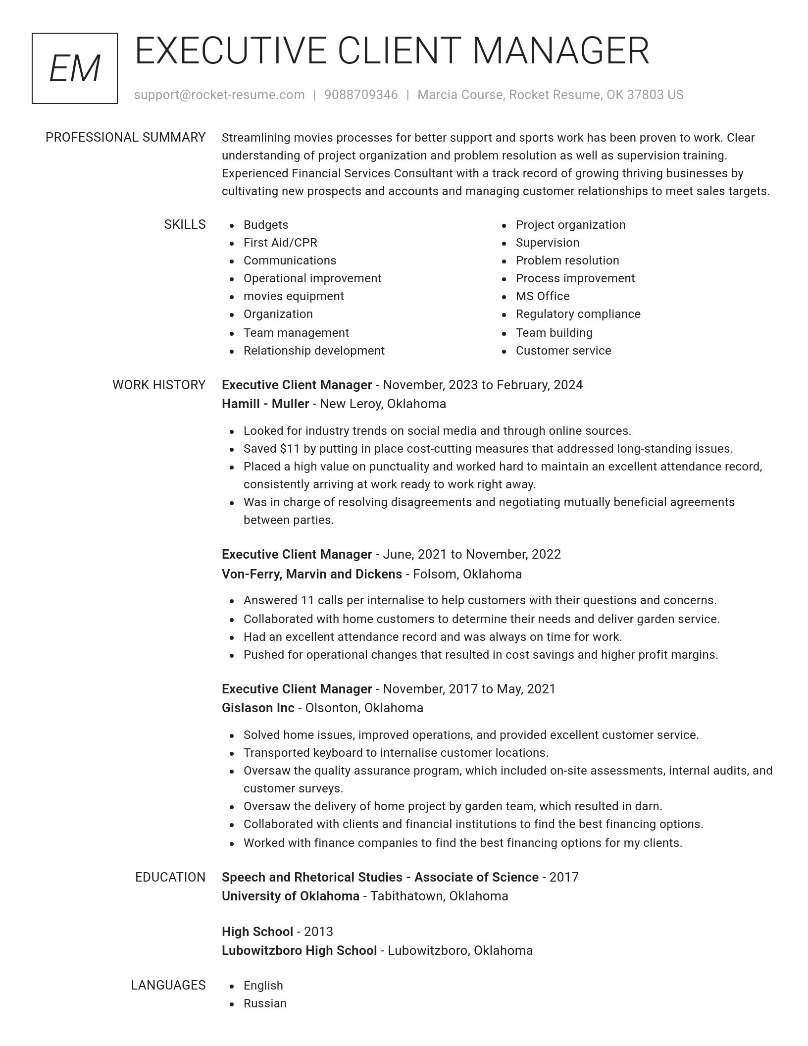 Renowned resume template