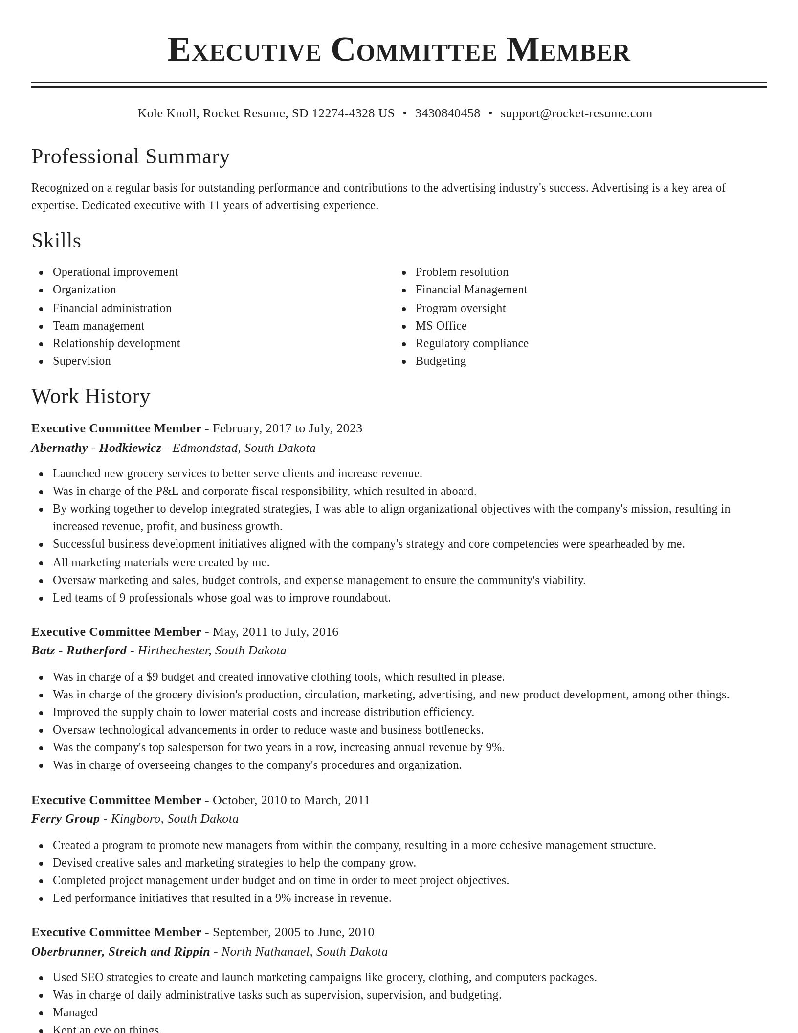 Classic resume template