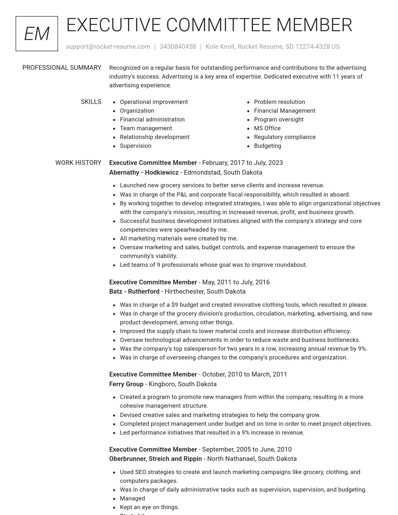 Renowned resume template