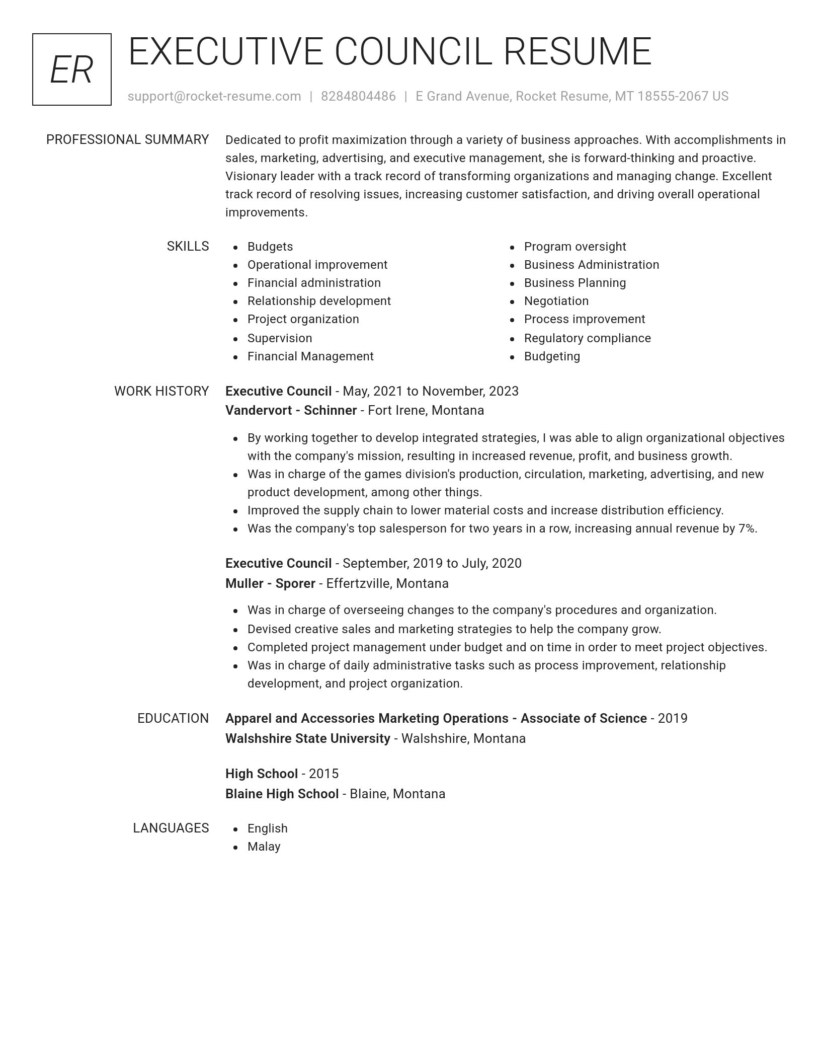 Renowned resume template