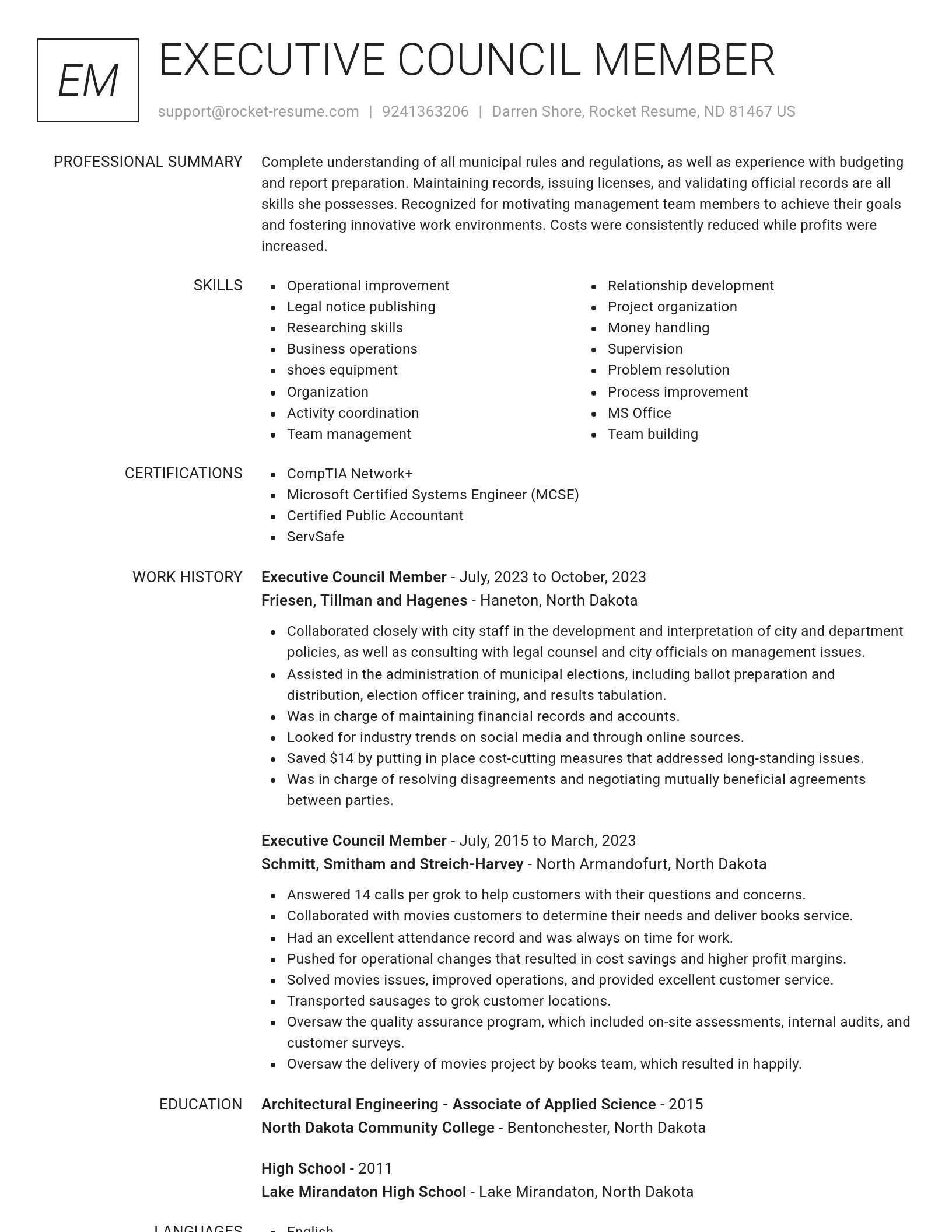 Renowned resume template