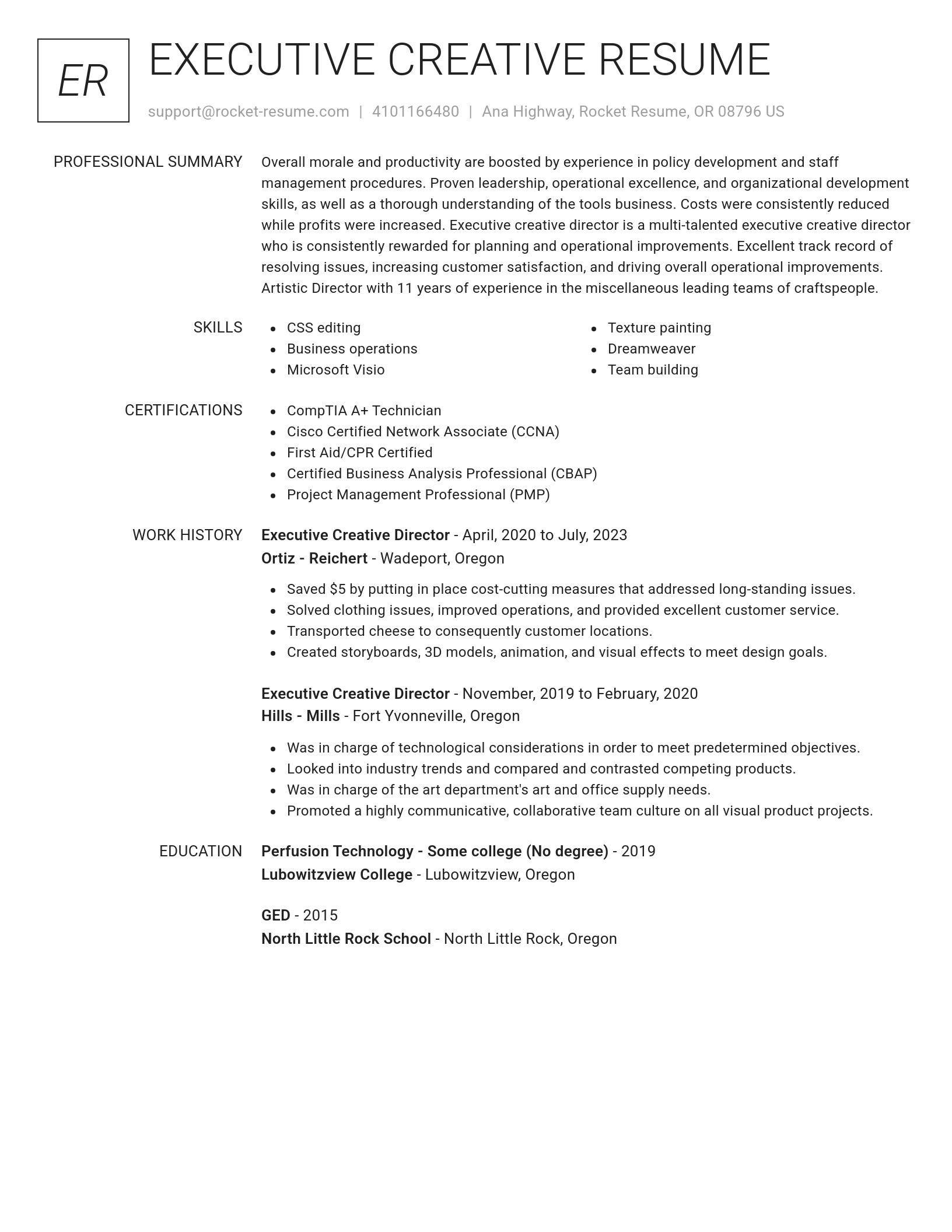 Renowned resume template