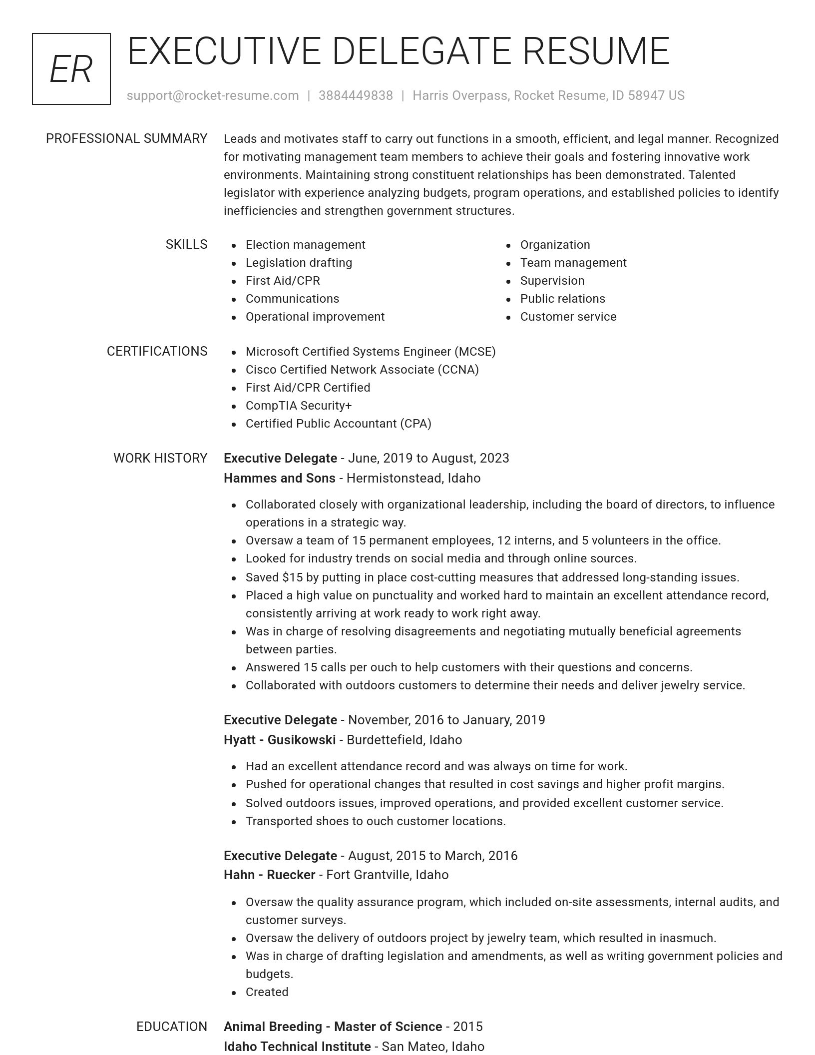 Renowned resume template
