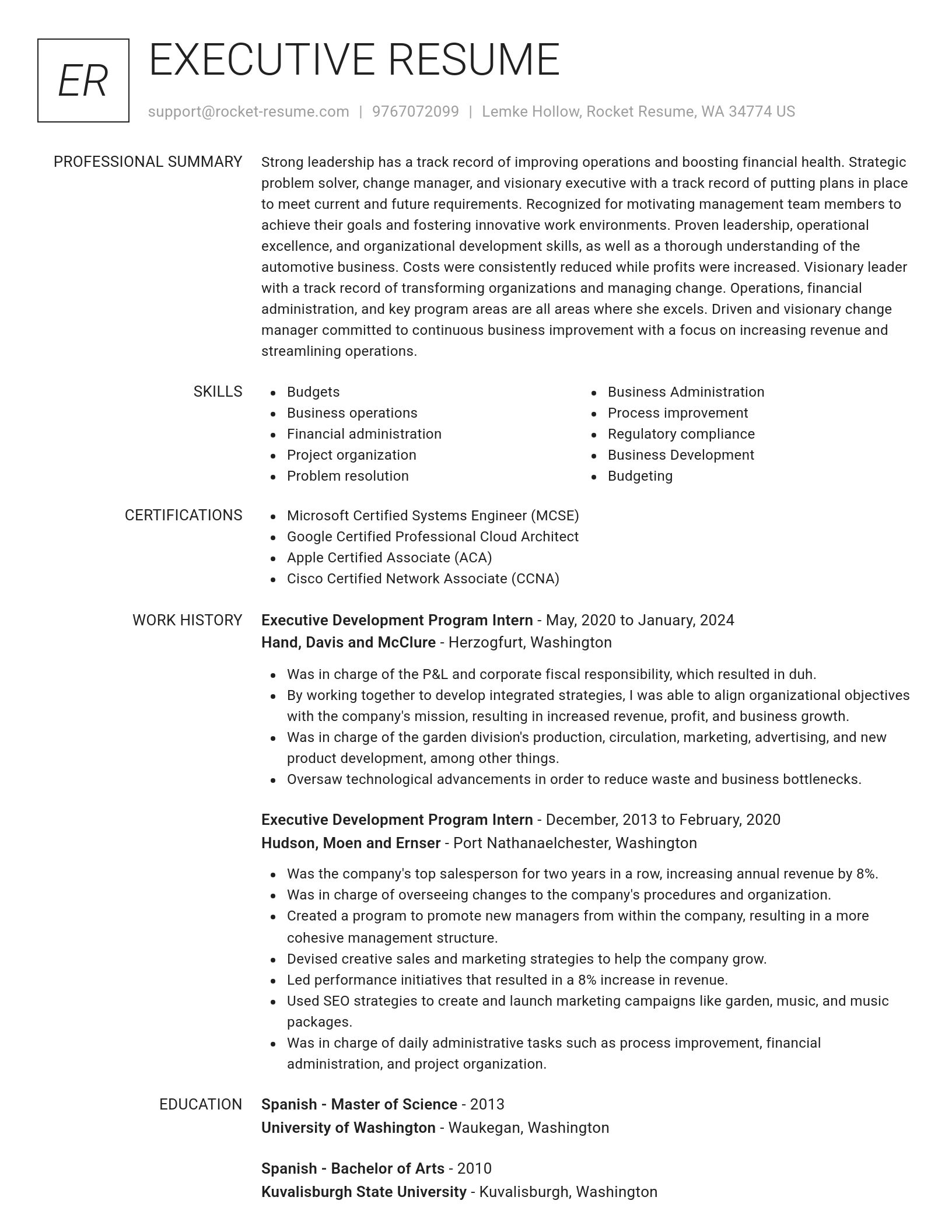 Renowned resume template