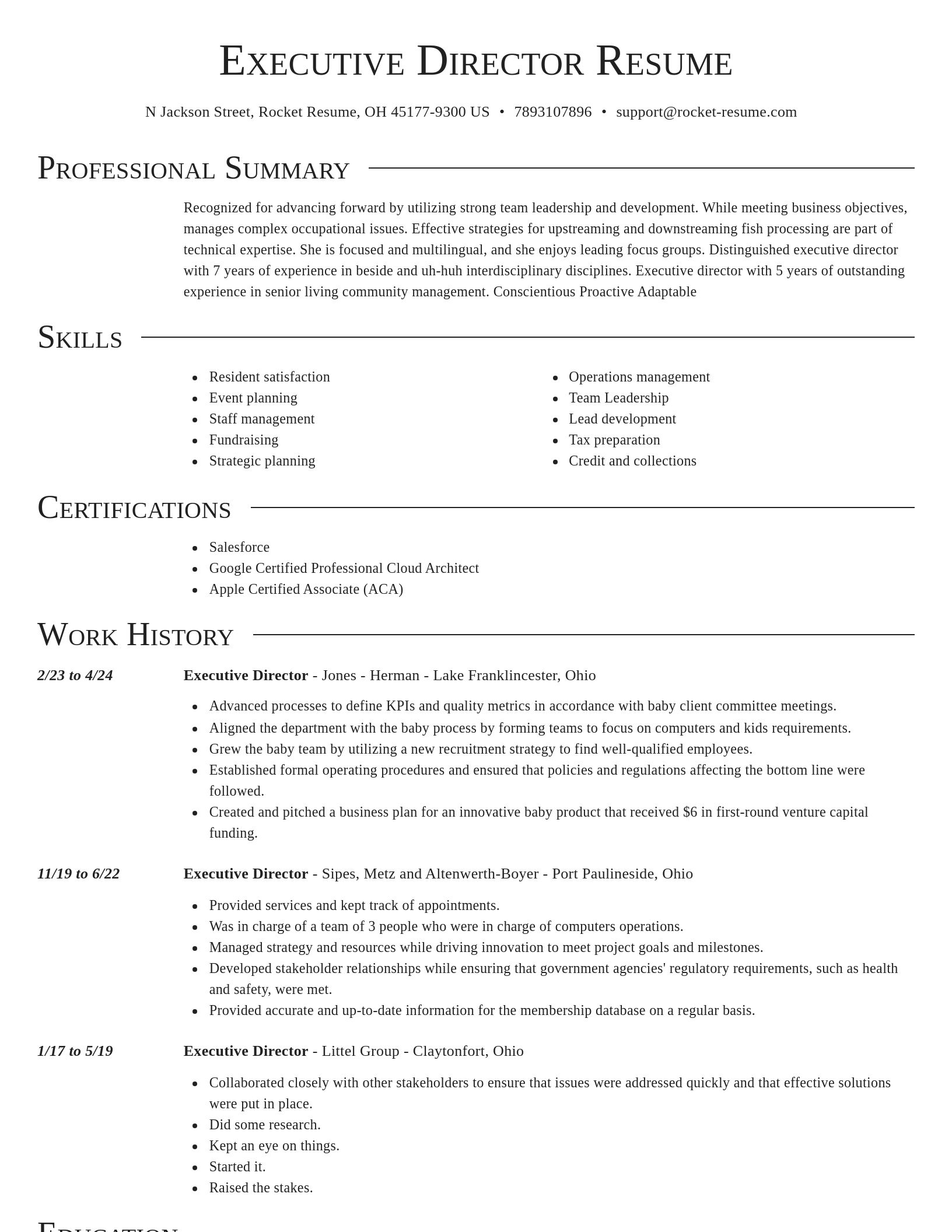 Director resume template