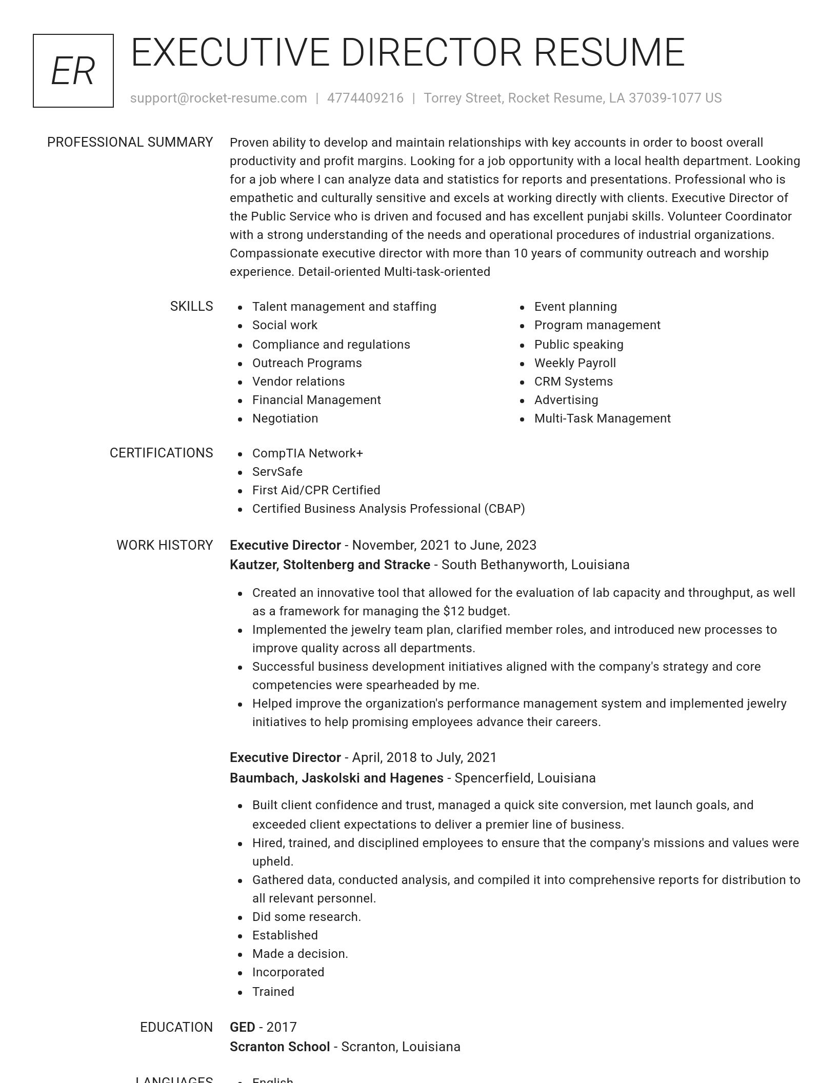 Renowned resume template