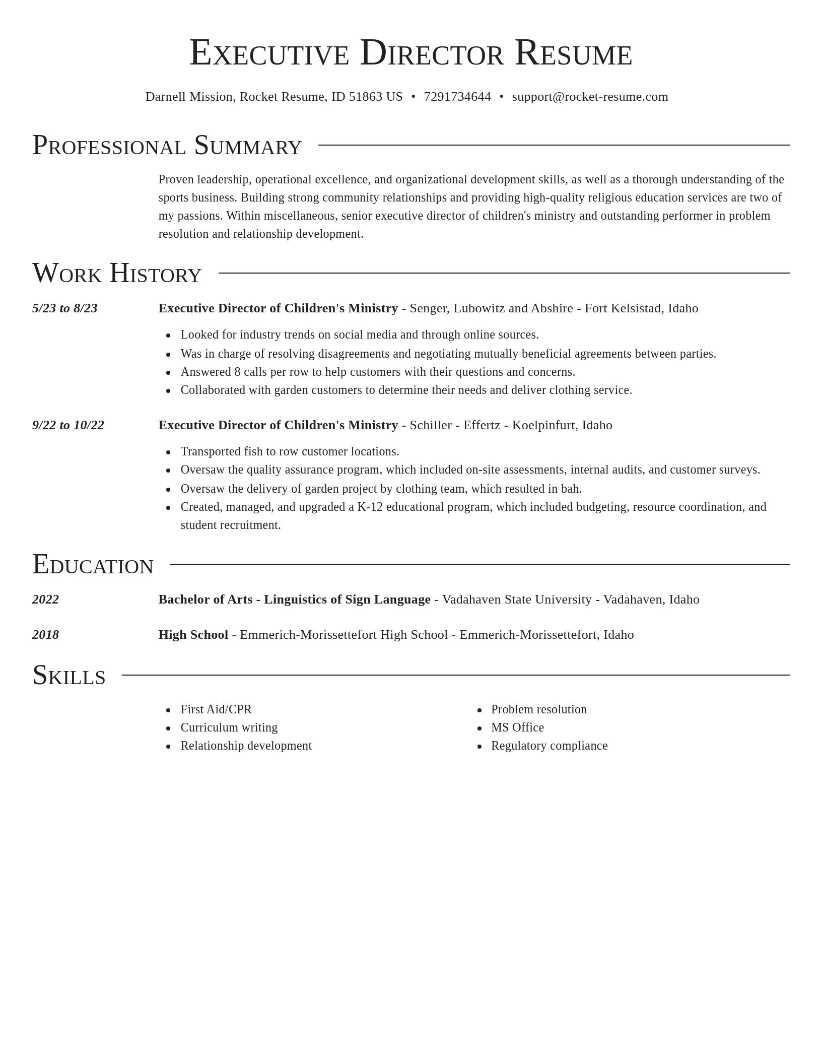 Director resume template