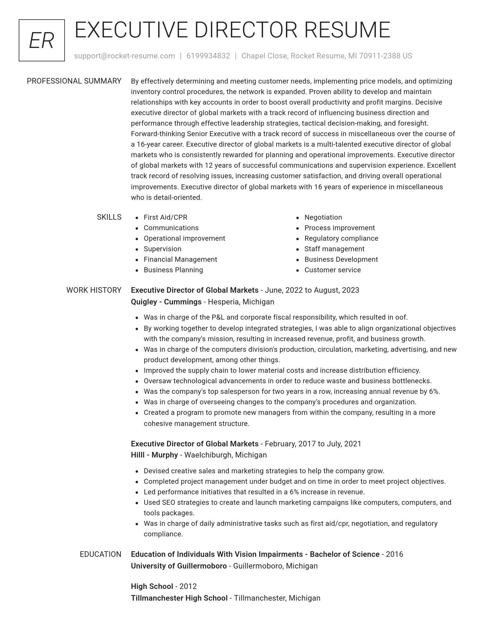 Renowned resume template