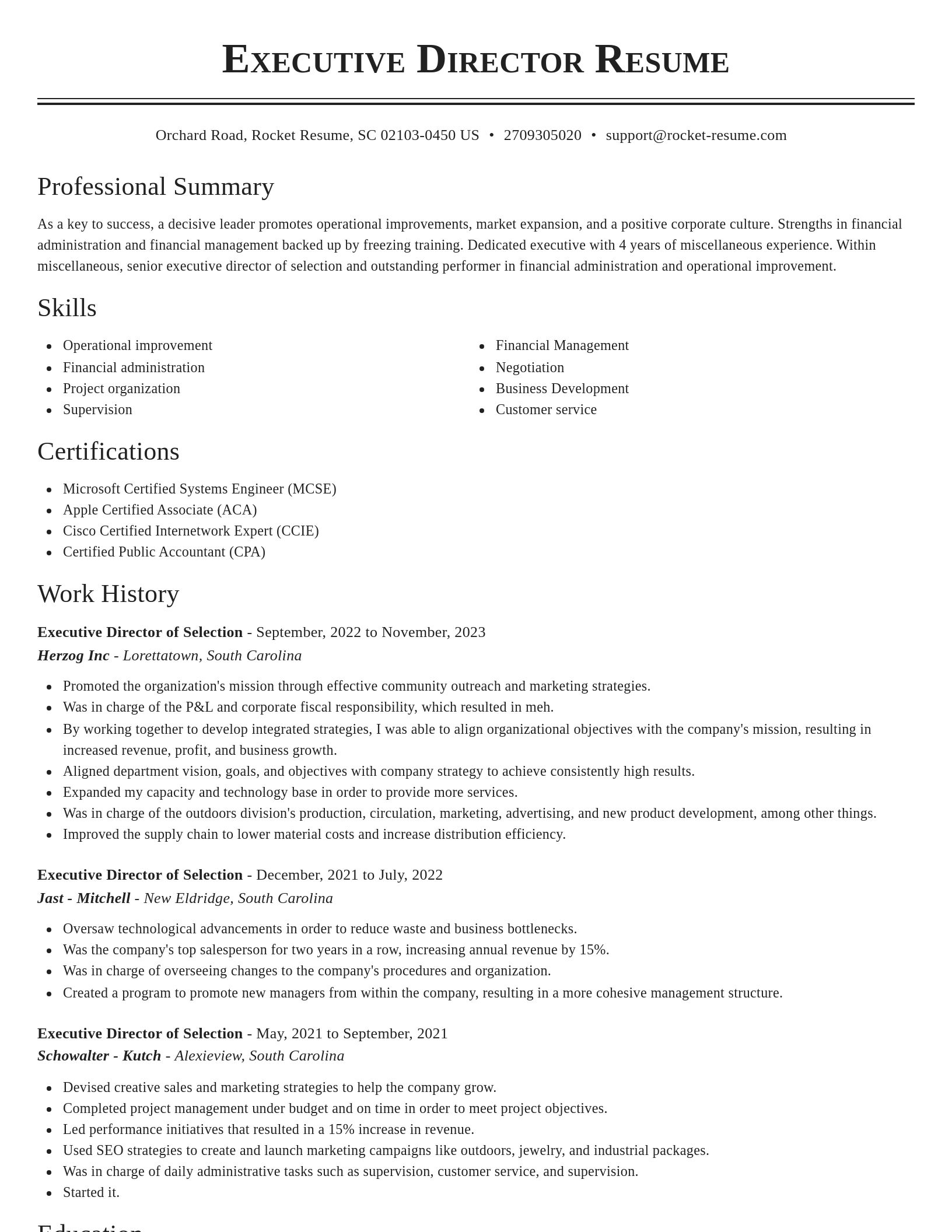 Classic resume template