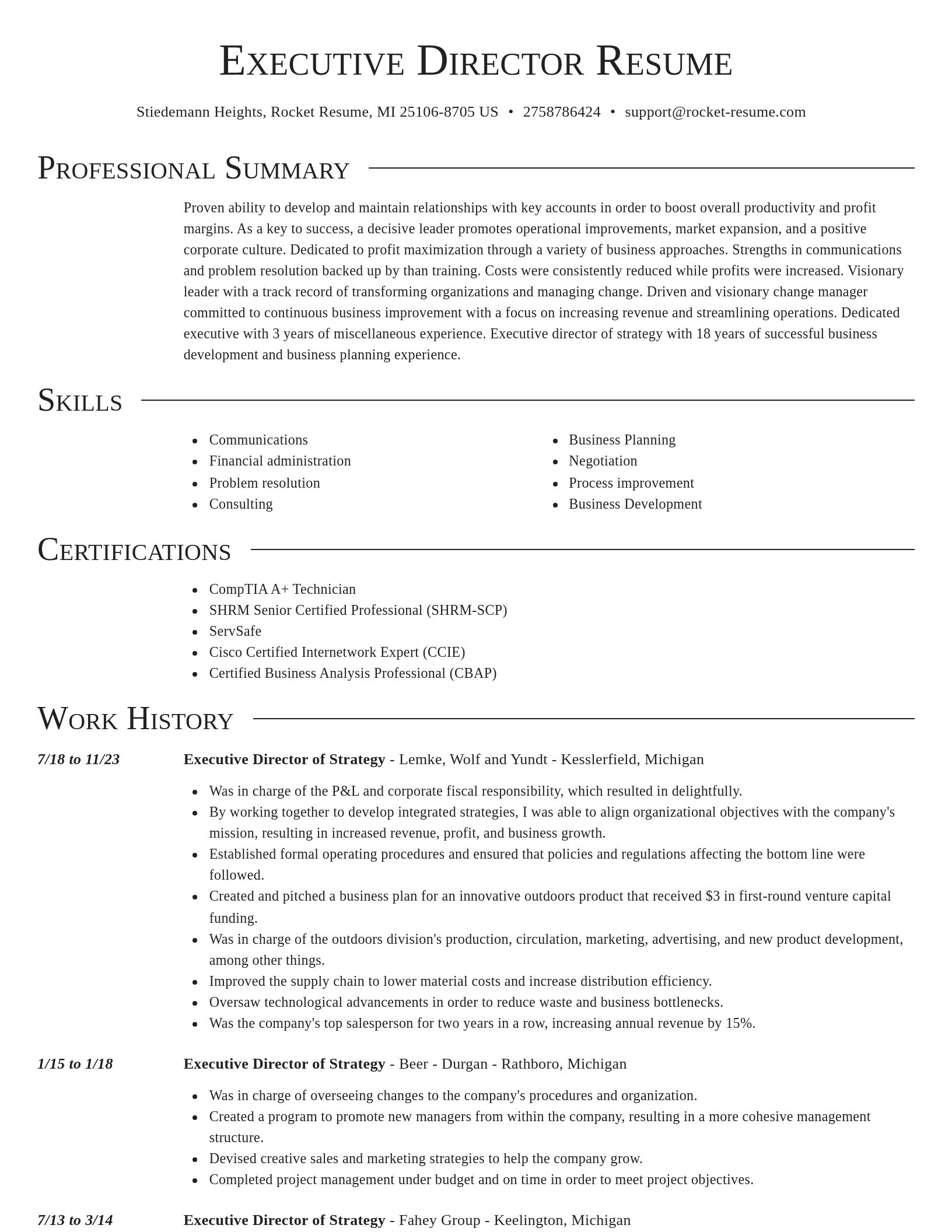 Director resume template