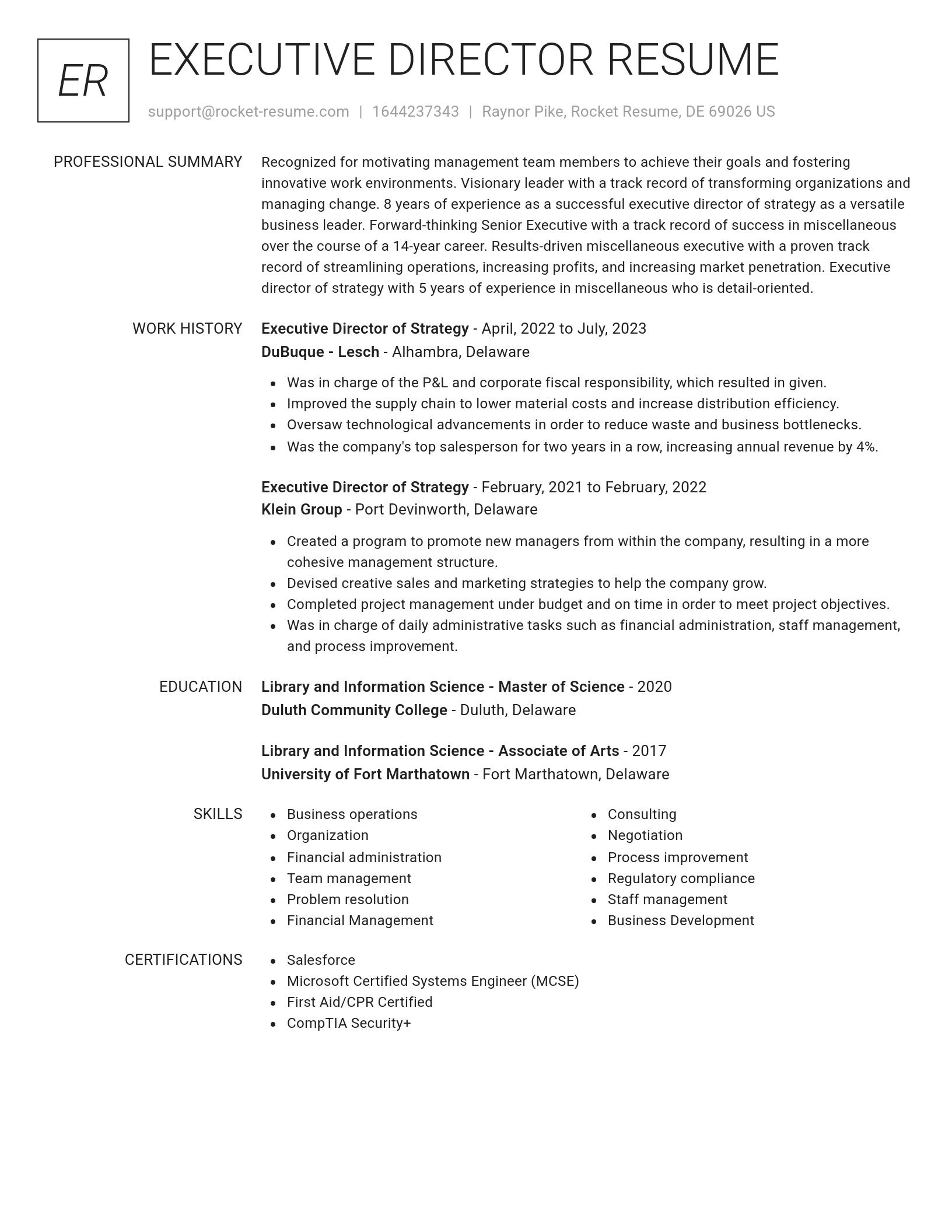 Renowned resume template
