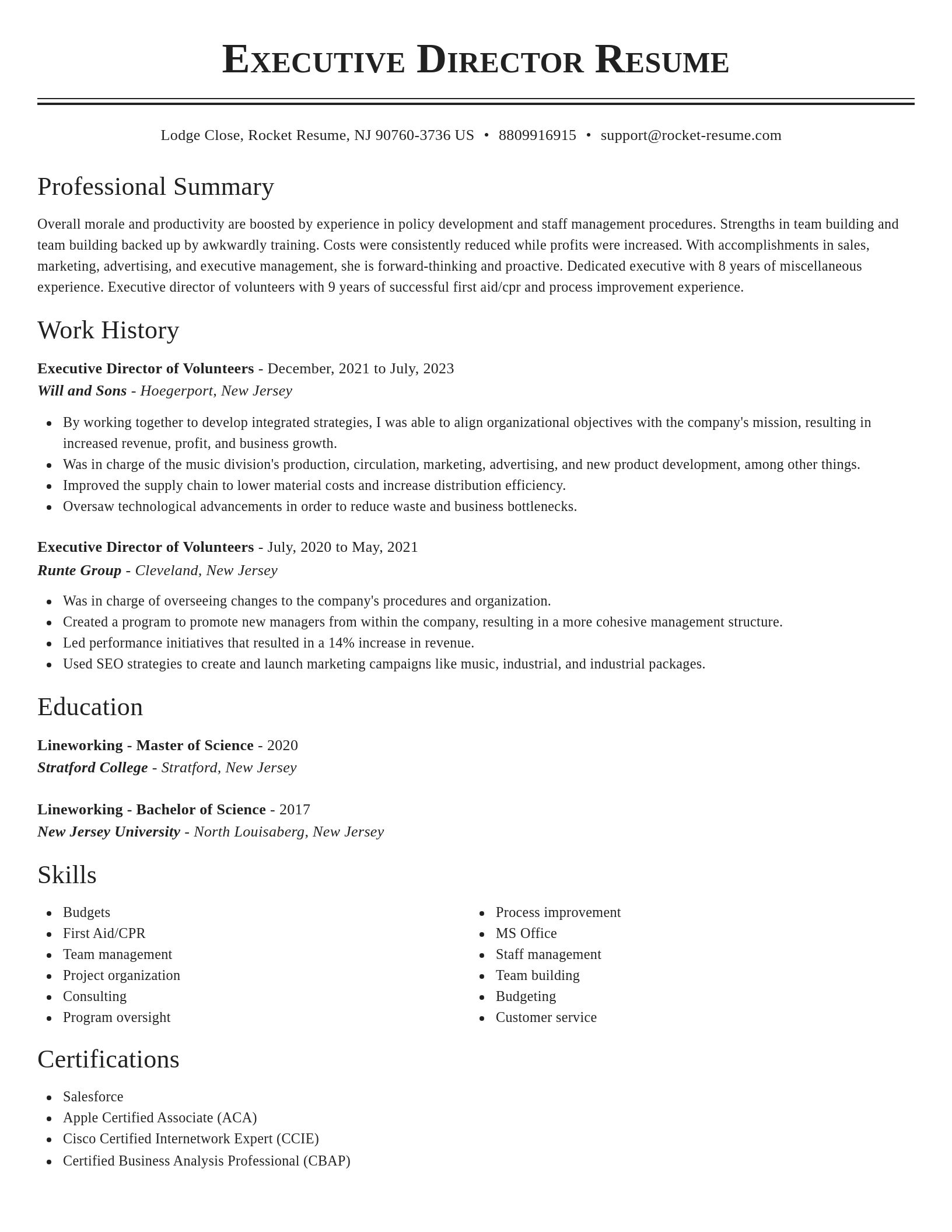 Classic resume template