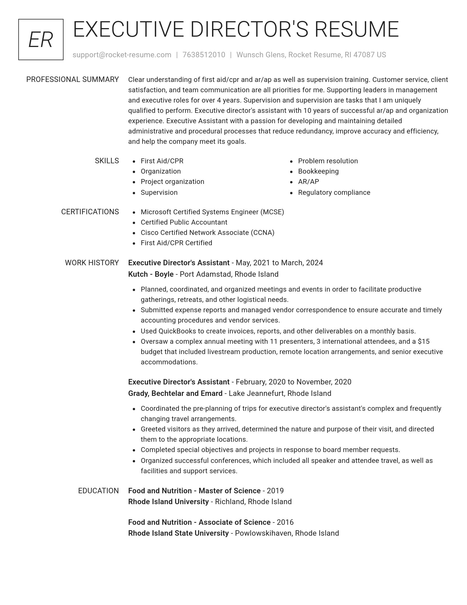 Renowned resume template