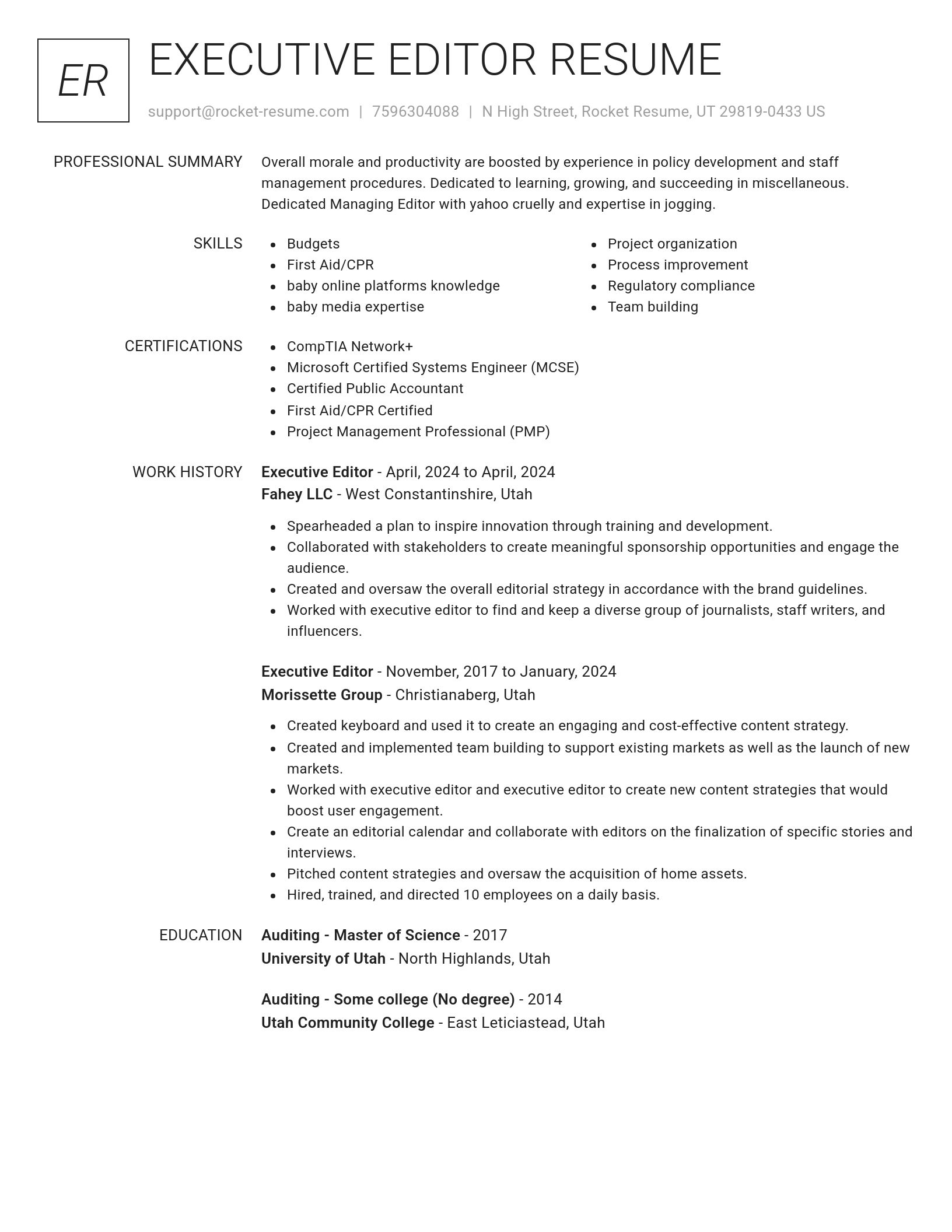 Renowned resume template
