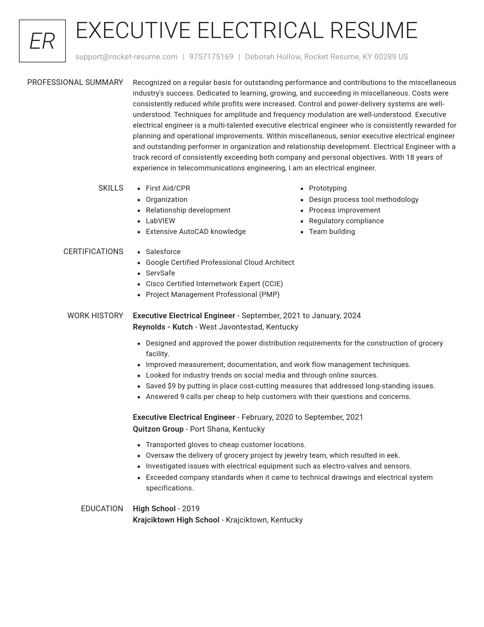 Renowned resume template
