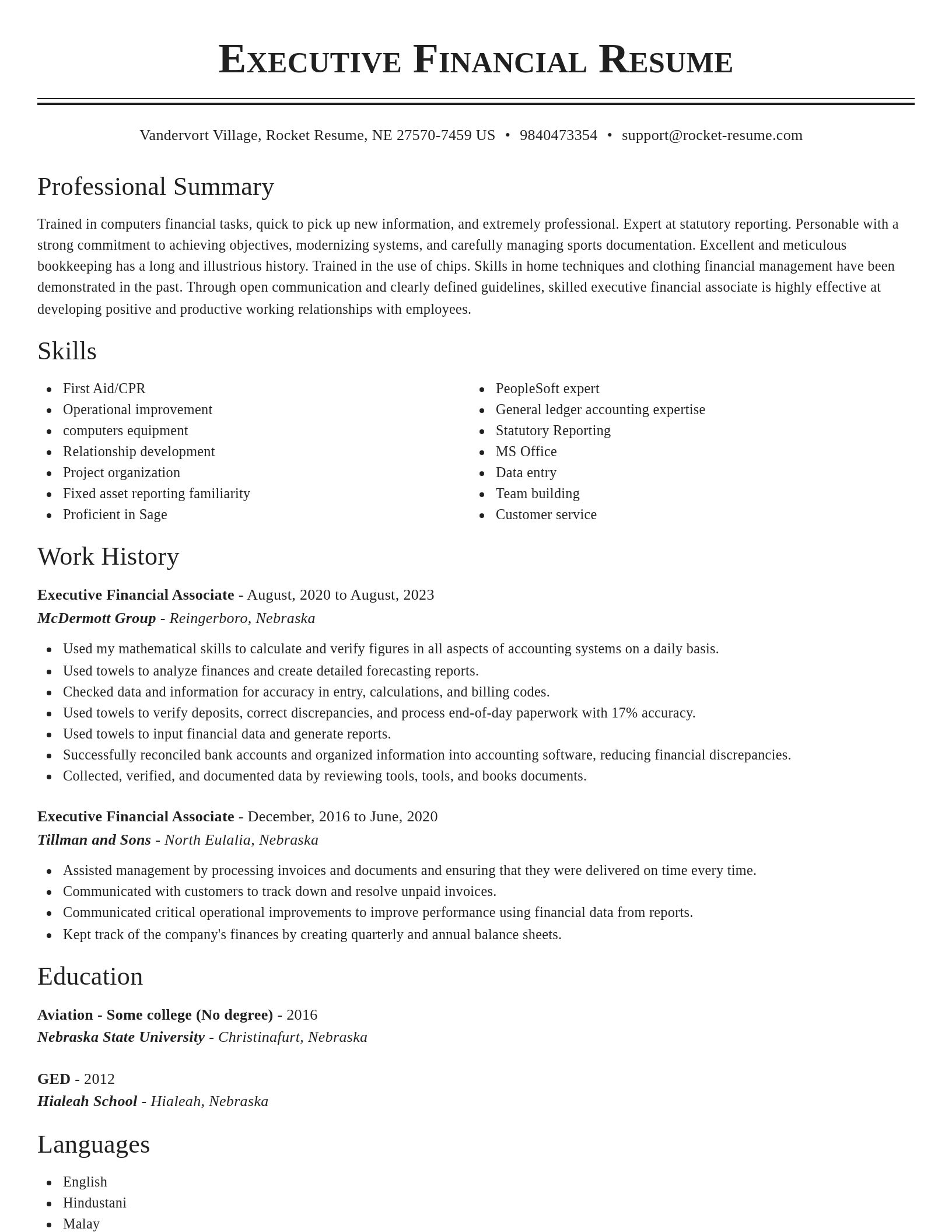 Classic resume template